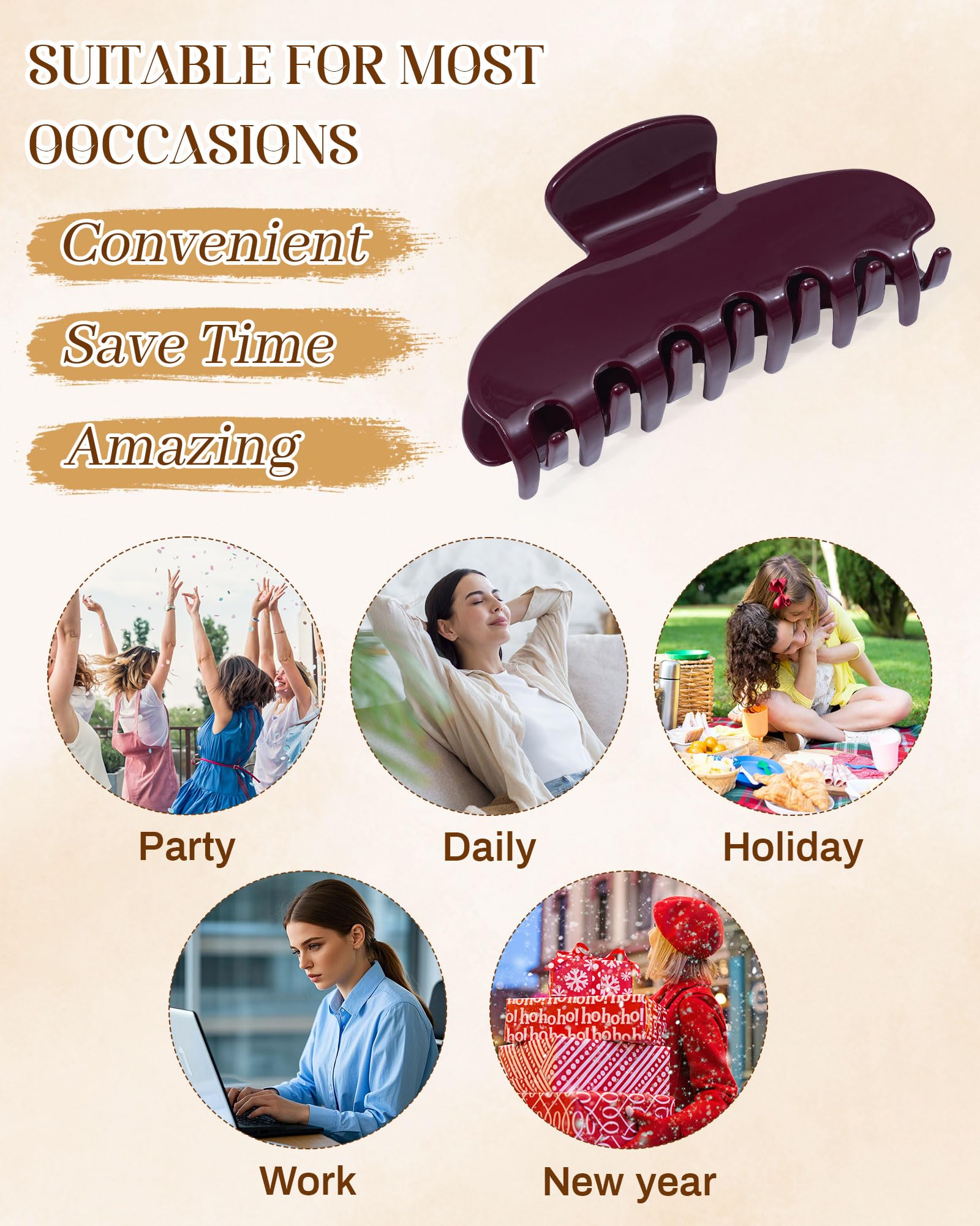 Large Polka Dot Acetate Hair Claw Clip (Red)