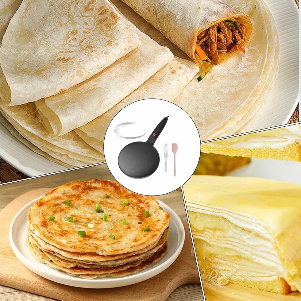 Pancake Maker Elettrico Piastra per Crepe 600W Antiaderente Portatile Spina EU