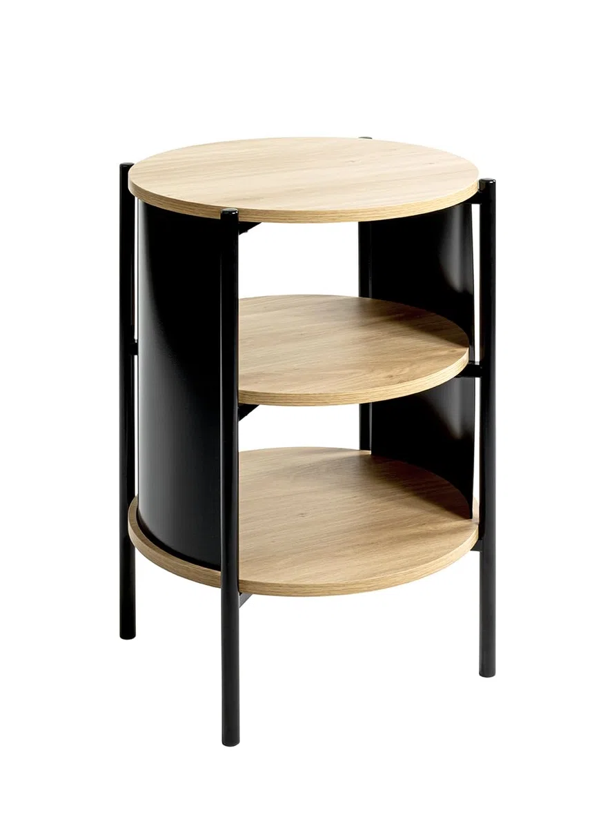 HAKU Tavolino rotondo rovere naturale nero MDF metallo tavolino rotondo - Dimensioni: A 60 x Ø 44 cm Stile: Moderno