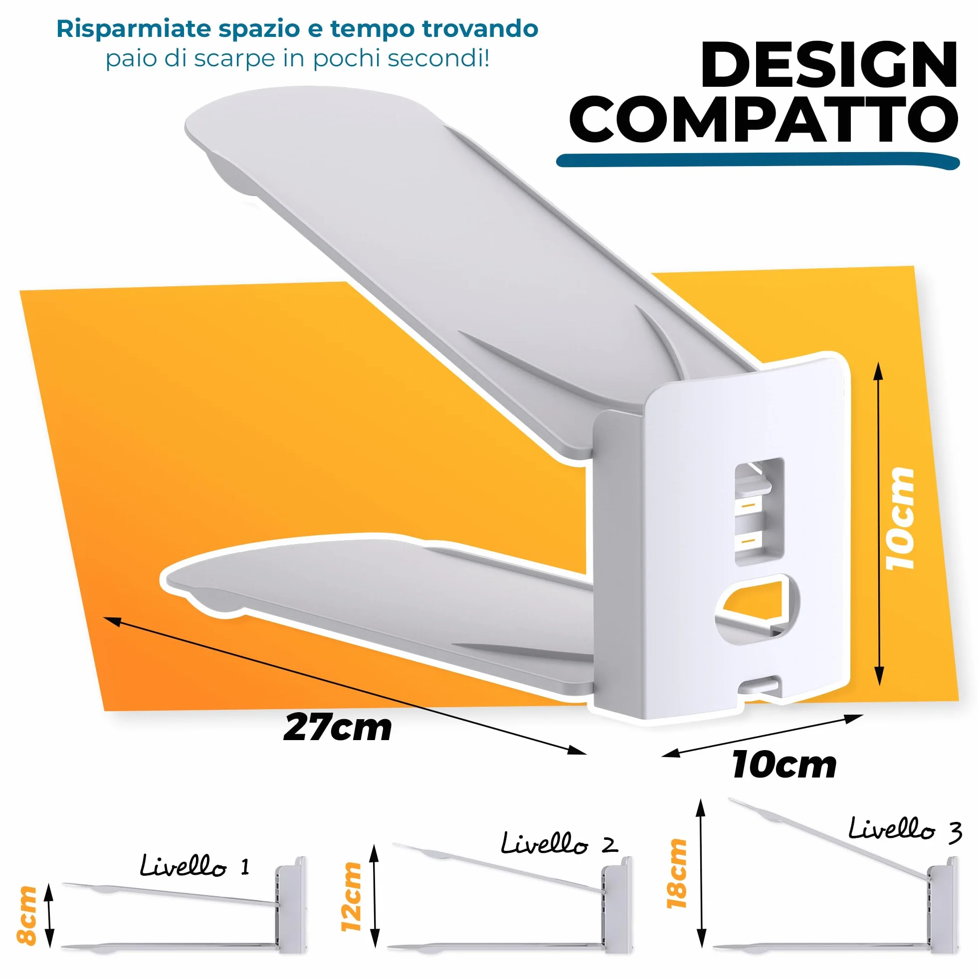 Organizer Scarpe Salvaspazio Regolabile per Armadio 12 Pezzi Bianco