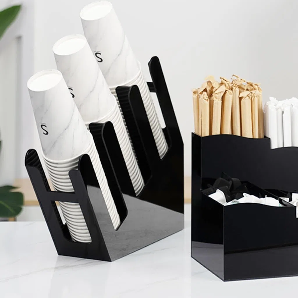 Set di organizer per stazioni da caffè, organizer per bancone, tazze usa e getta e porta coperchio per ufficio, salotto, sala ricevimenti