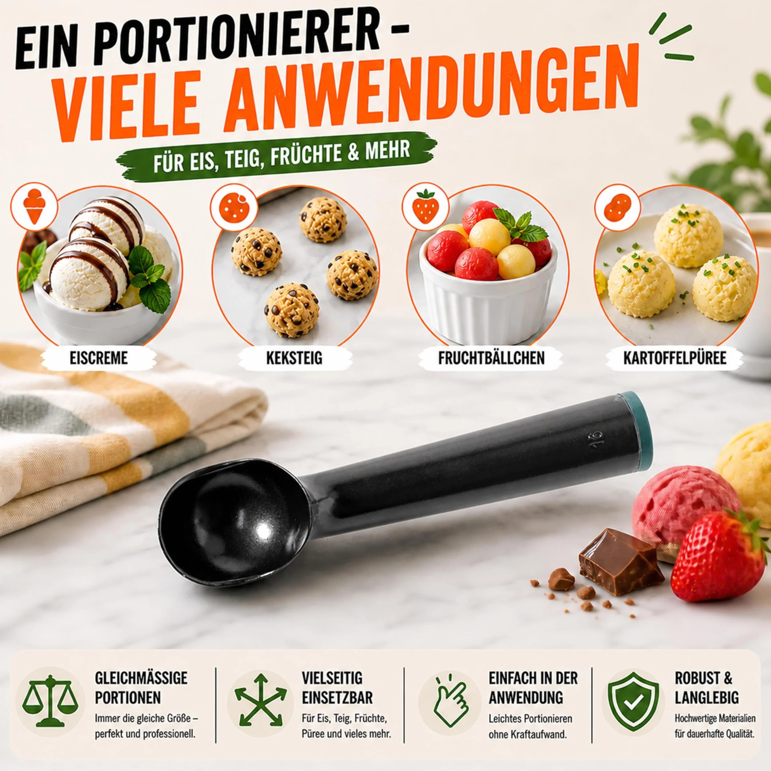 Cucchiaio per gelato porzionatore formatore palline 1/12 volume caldo