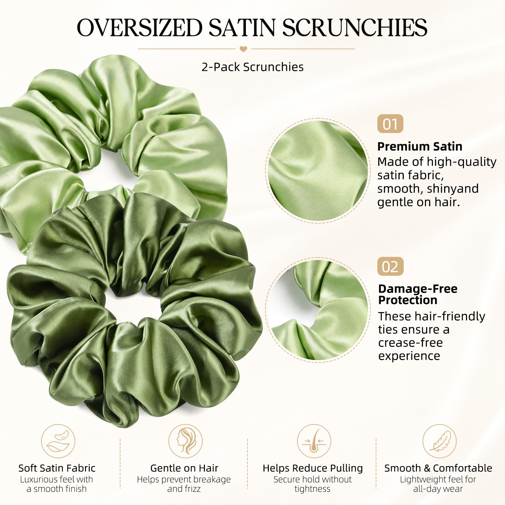 Luxe Oversized Satin Scrunchie Duo