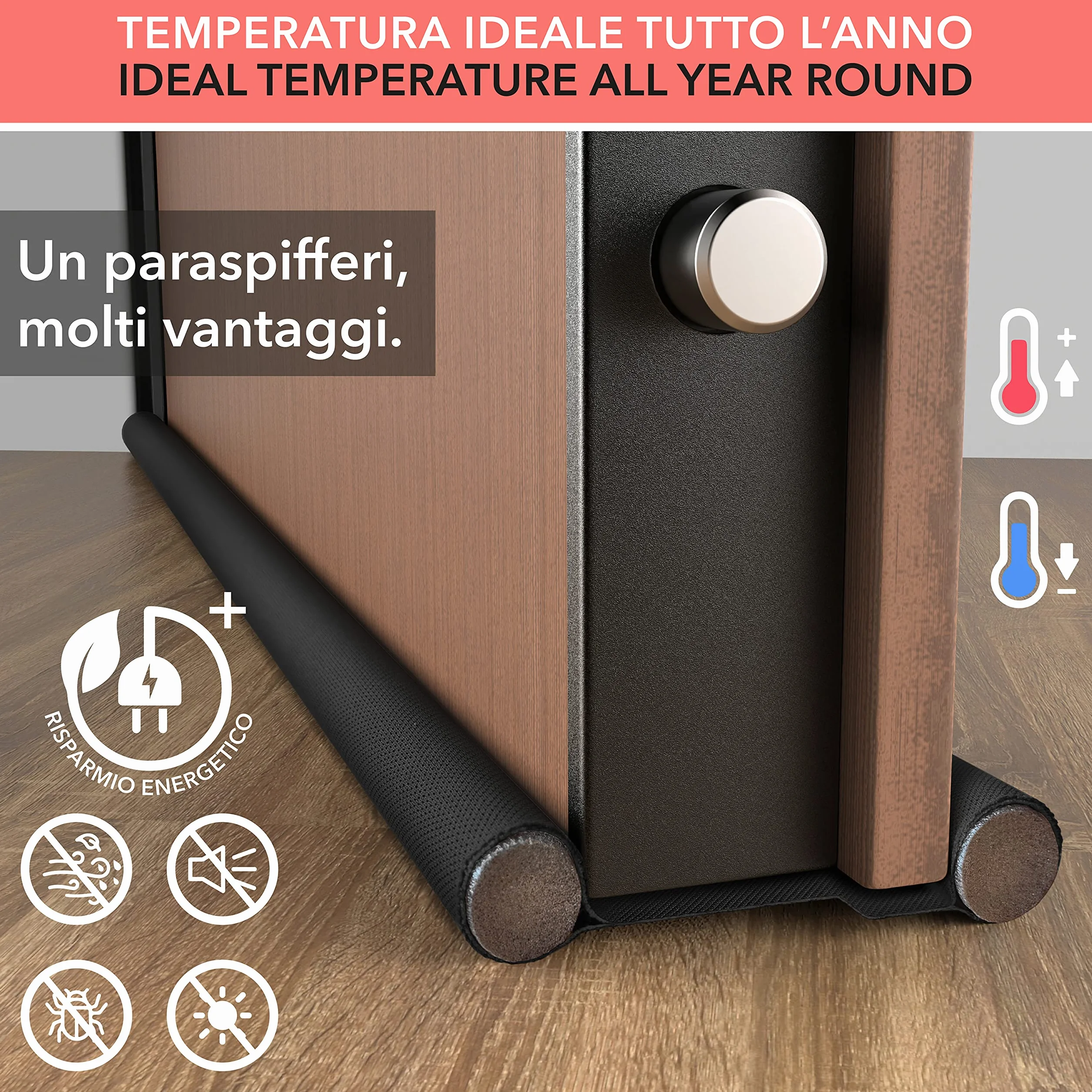 Paraspifferi Sottoporta per Porte Blindate Nero 100 cm 4,5-12 cm Spessore