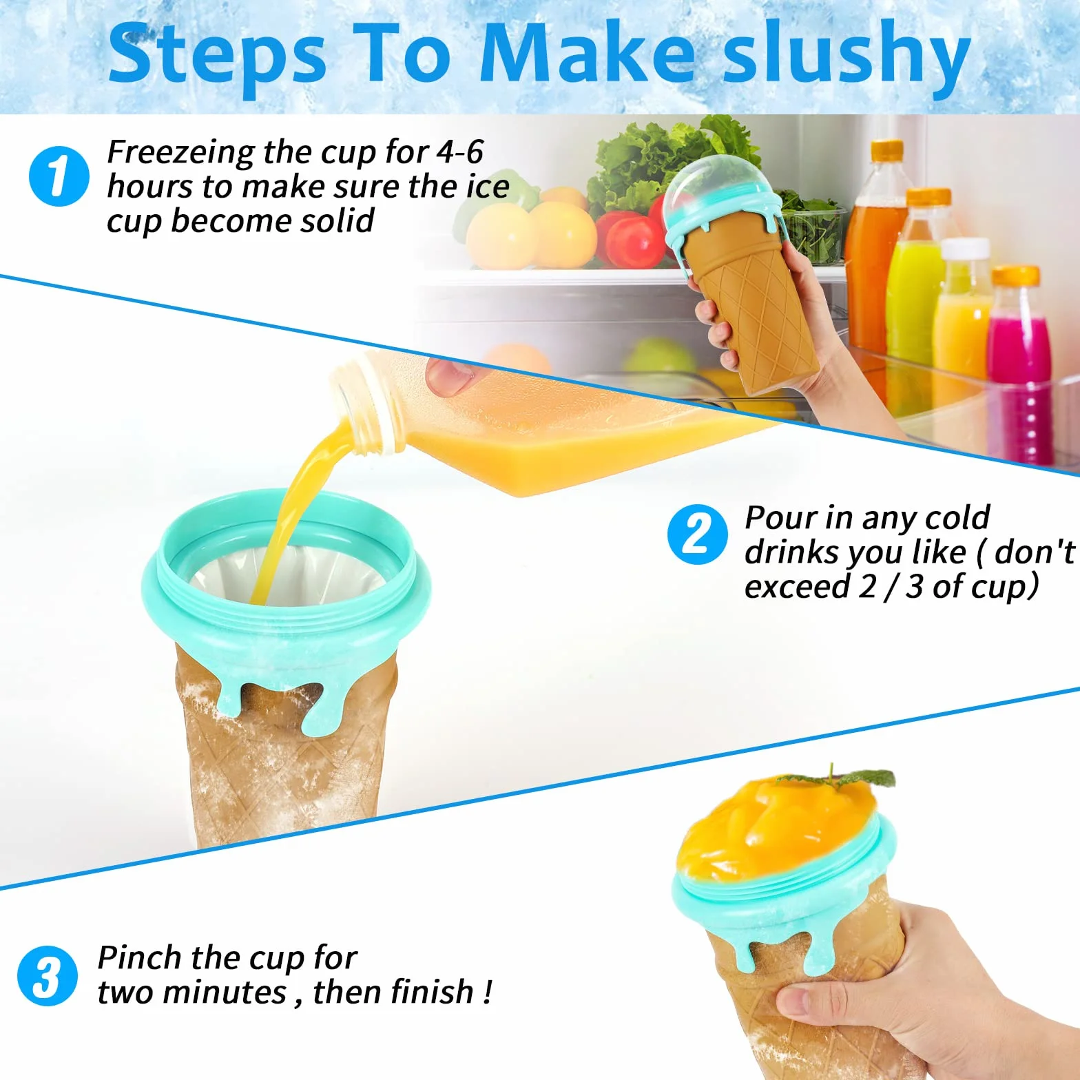Slushy Maker Cup 500ml Silicone DIY Homemade Ice Cream Shake