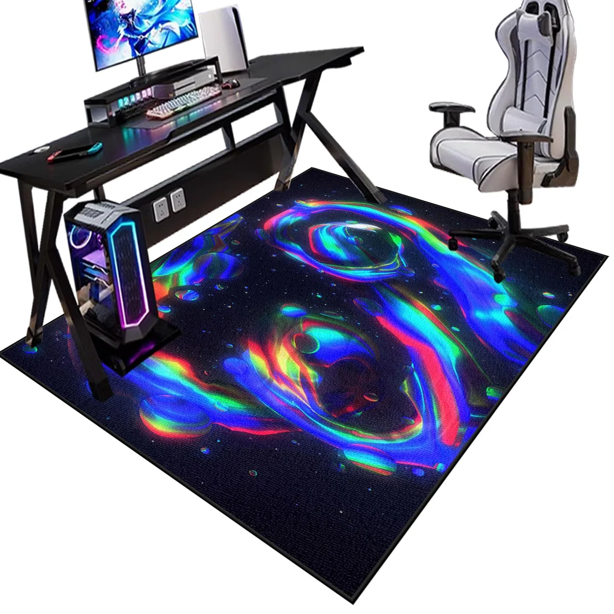 Tappeto Sedia Gaming Tappeto Salvapavimento Antiscivolo Tappetino per Sedia da Ufficio Tappeto per Sedia con Ruote Tappetino Sedia da Gaming Multiuso Tappeto sotto Scrivania 60 x 70 cm