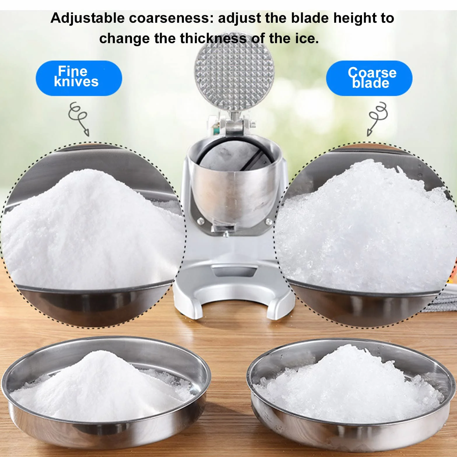 Tritaghiaccio Elettrico e Granita Istantanea, Tritaghiaccio per Granite e Macchina per Granita,Spessore del frullato Regolabile,con Ciotola,95 kg/Ora