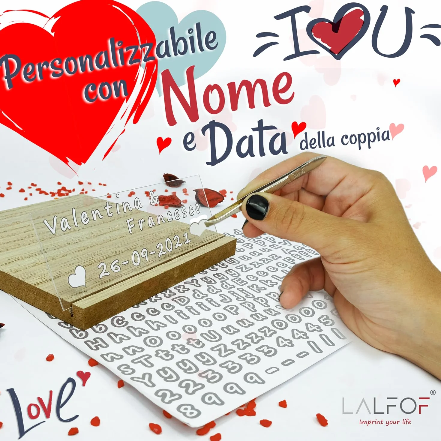 Calco Mani Coppia con Nomi Regalo Anniversario Coppia Gesso Dermatologicamente Testato