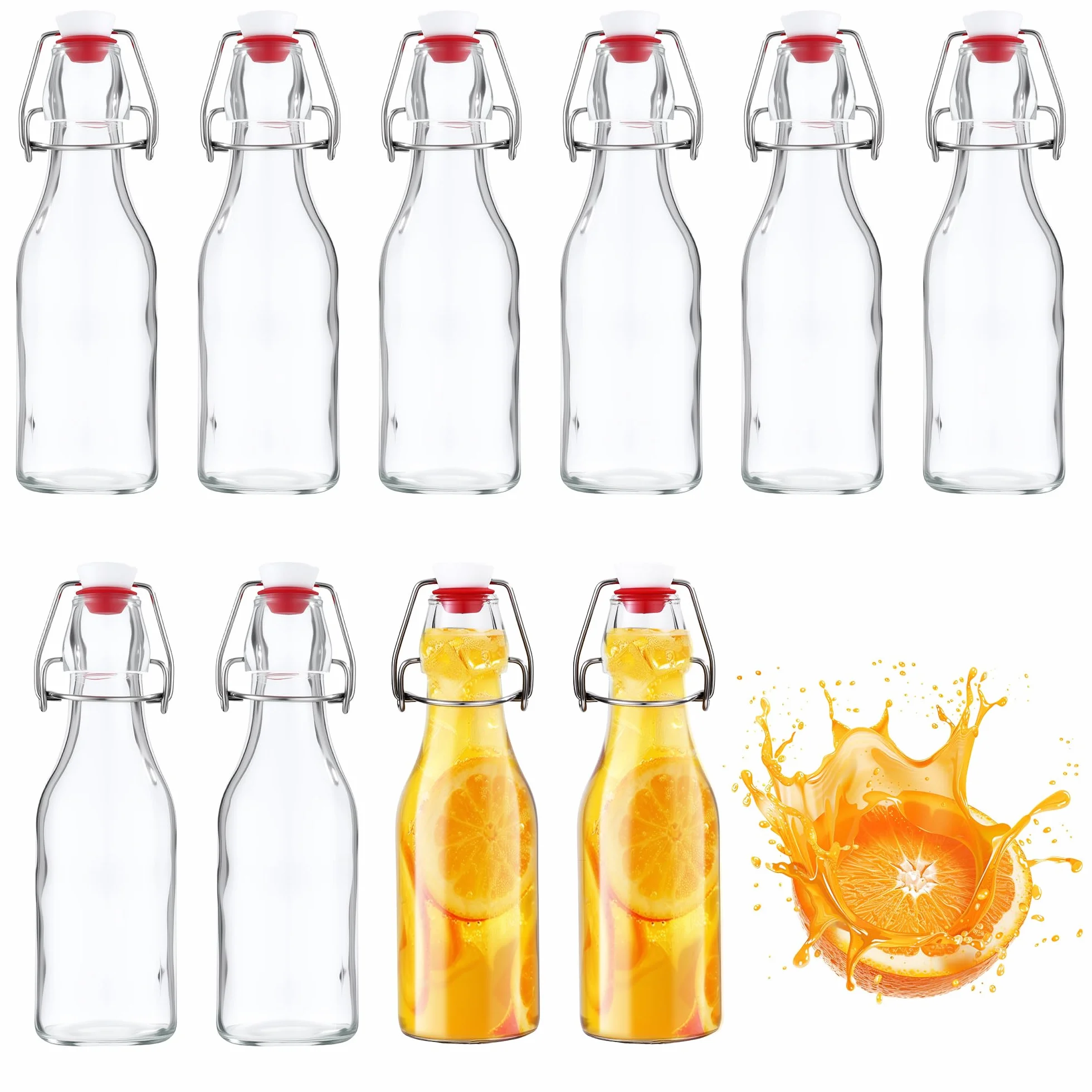 Bottiglie in Vetro da 250ml con Tappo Ermetico Set da 10 Riutilizzabili per Birra Olio Succhi
