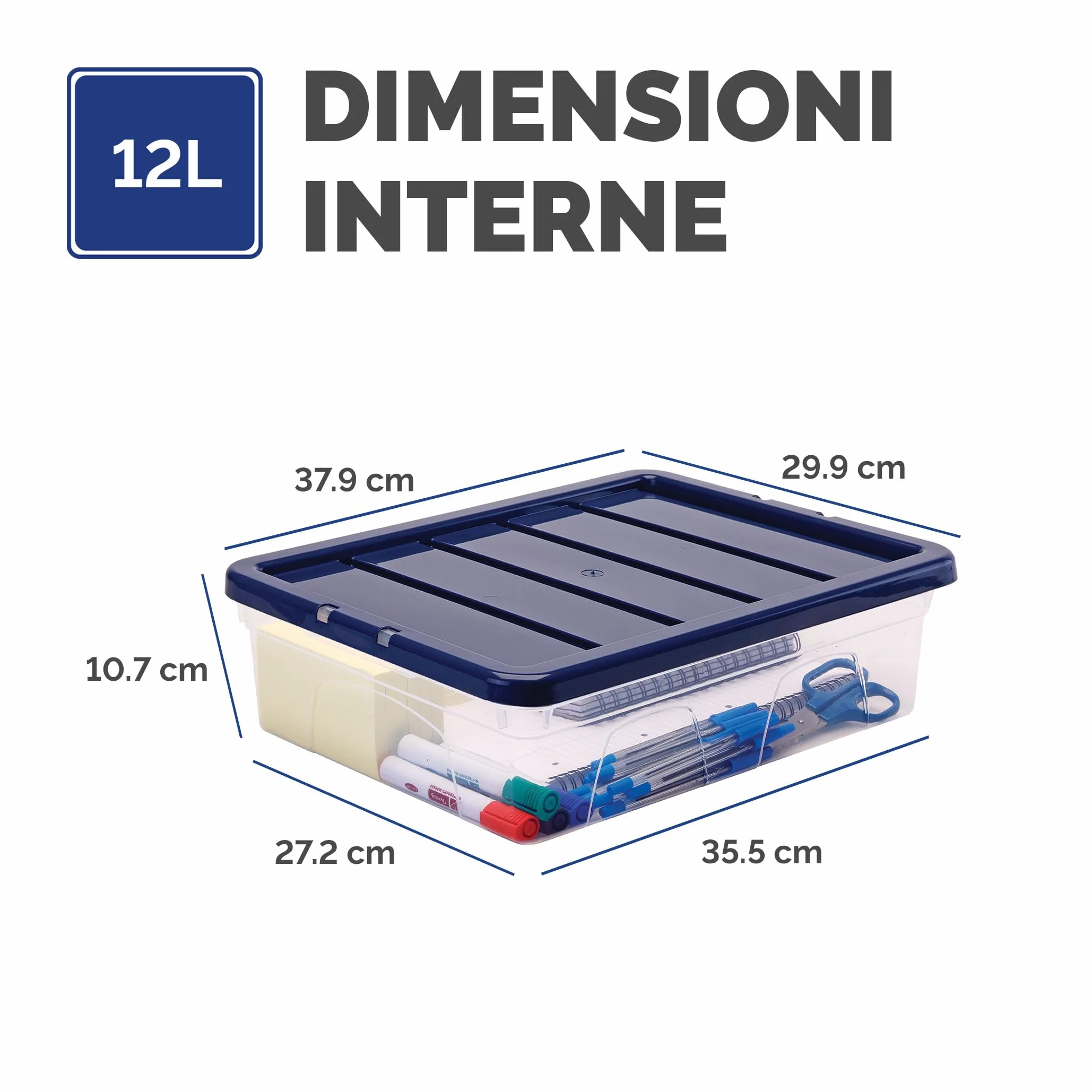 Bankers Box scatole in plastica 12L confezione da 3 impilabili coperchio anti polvere 11x32x40cm