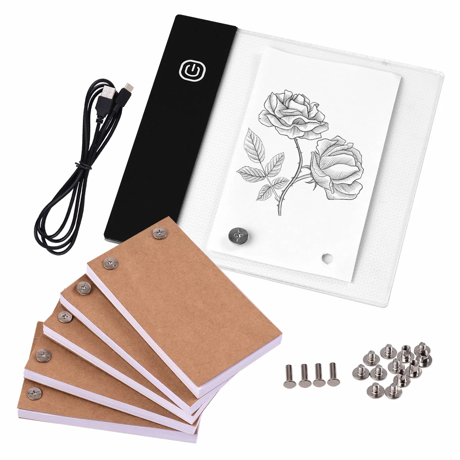 Irfora Kit libro pieghevole con Mini Pad Light Box LED Design Tablet 300 Fogli Flipbook Carta per Disegno Schizzo