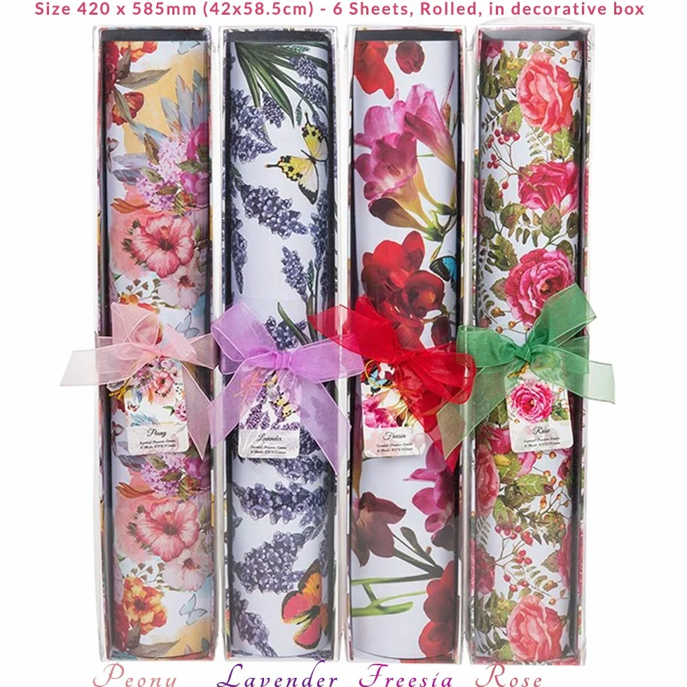 Rivestimenti profumati per cassetti. 6 fogli, dimensione grande: 420 x 585 mm. Delicatamente profumati, con confezione regalo. Rose