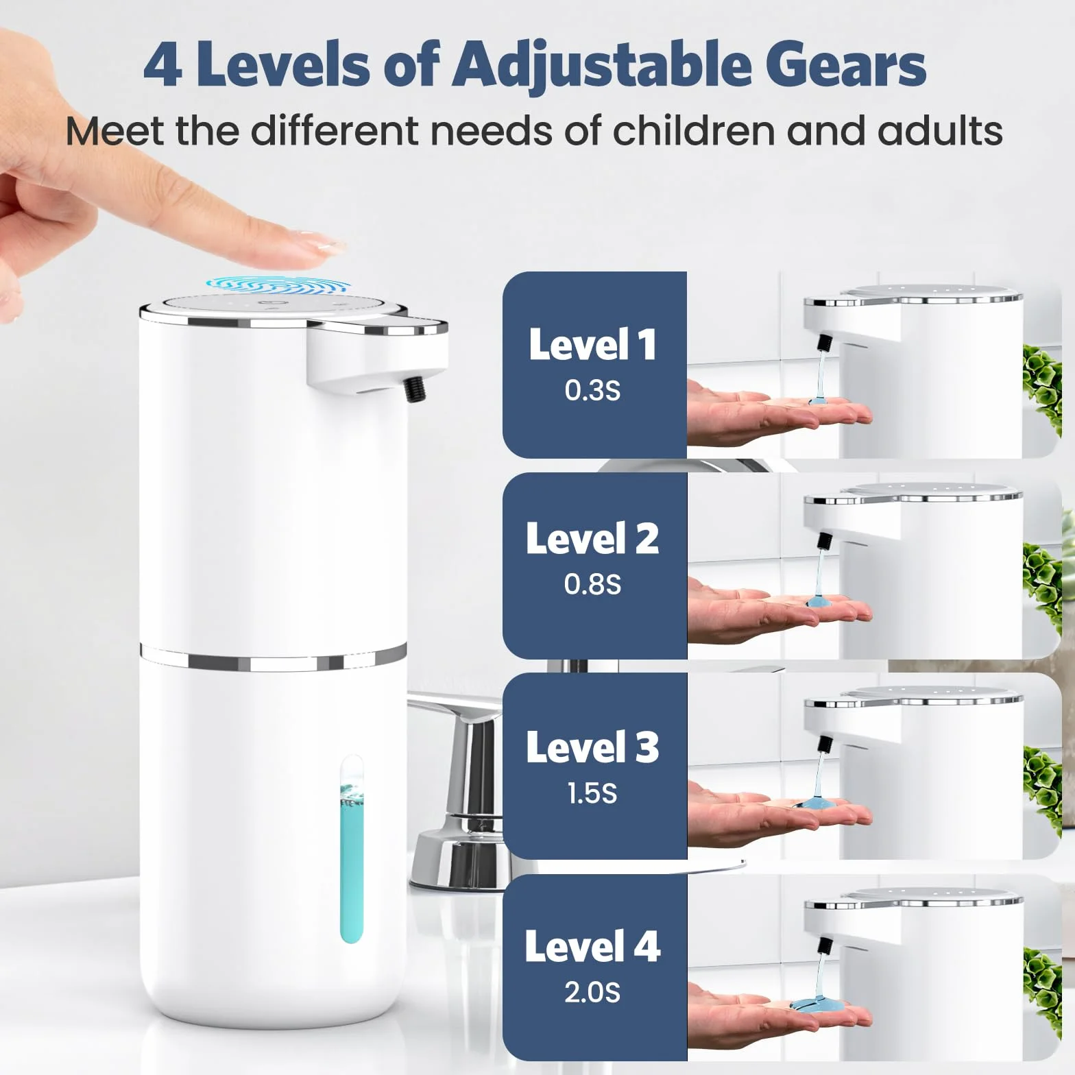 Dispenser Sapone Automatico, 380 ml Dispenser Sapone Bagno con Sensore di Movimento Infrarossi, Parete, Ricaricabile Tramite USB, Impermeabile IPX5, Adatto per Cucina, Bagno