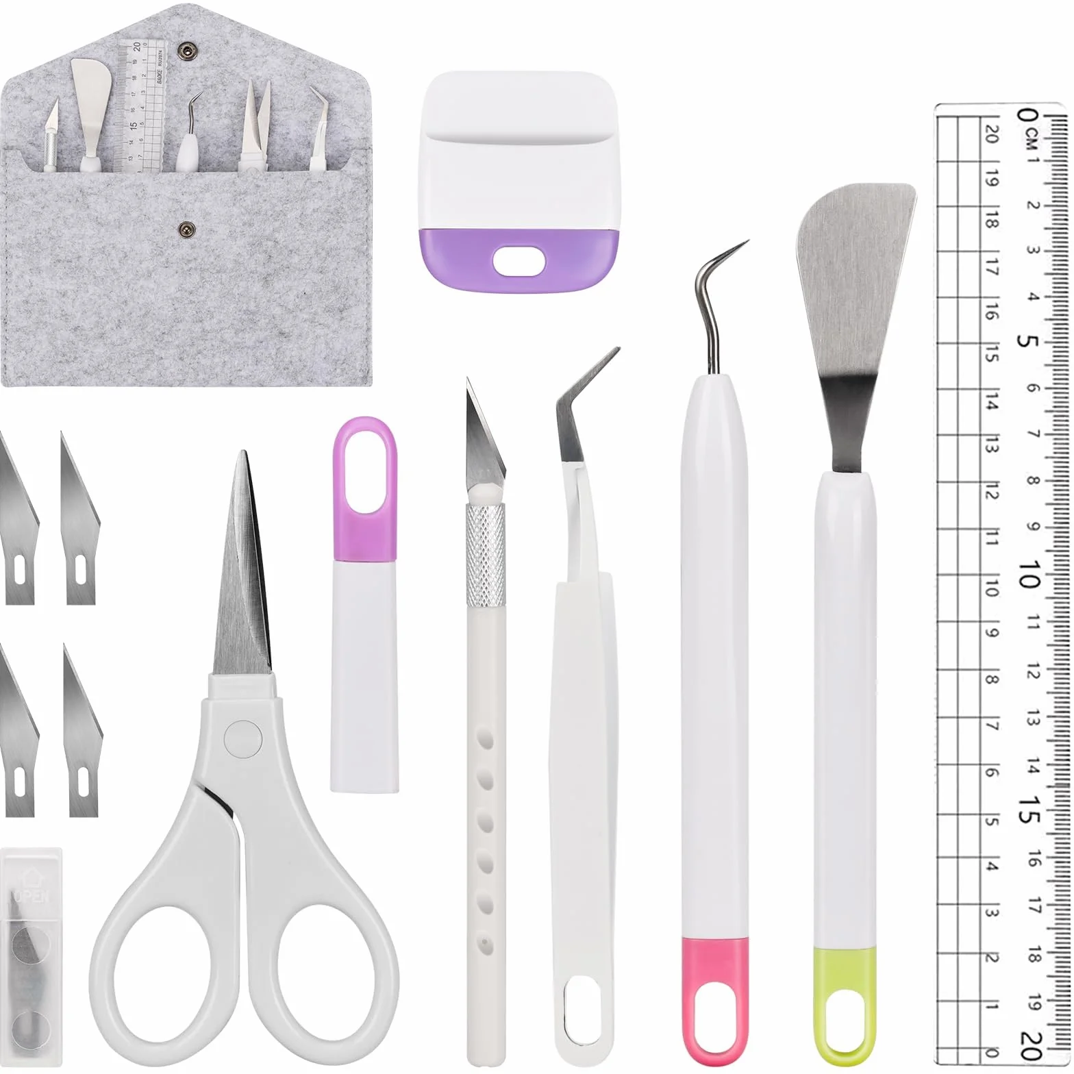 13 Pezzi Accessori per Plotter Strumenti per Diserbo in Vinile Utensili per Scrapbooking Attrezzi Fai da Te Strumenti Set Base per Silhouette Scritte Goffratura Adesivi Etichette