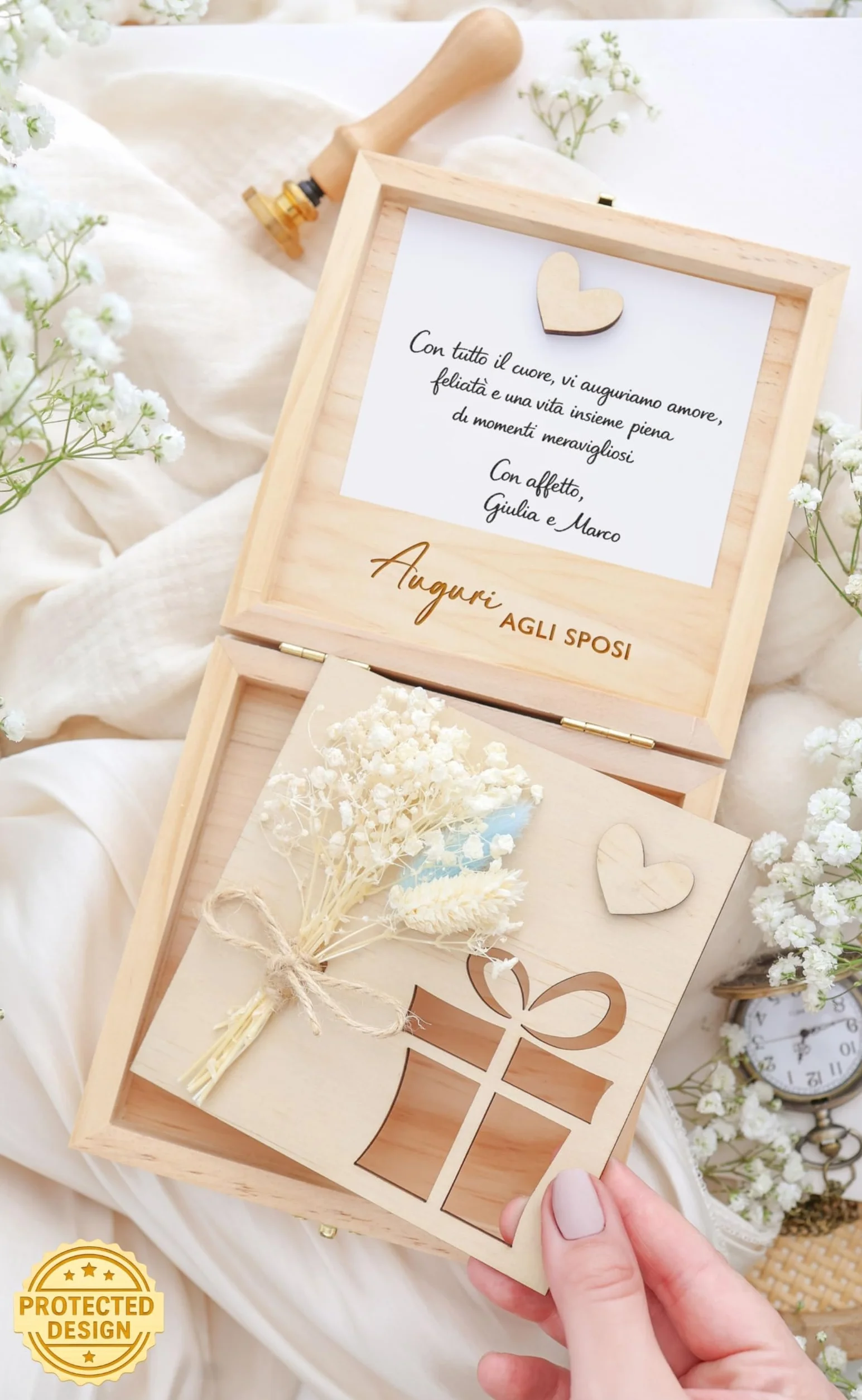 Joli Coon Regalo matrimonio personalizzato per sposi - Porta soldi matrimonio originale 14 x 14 x 3,5 cm