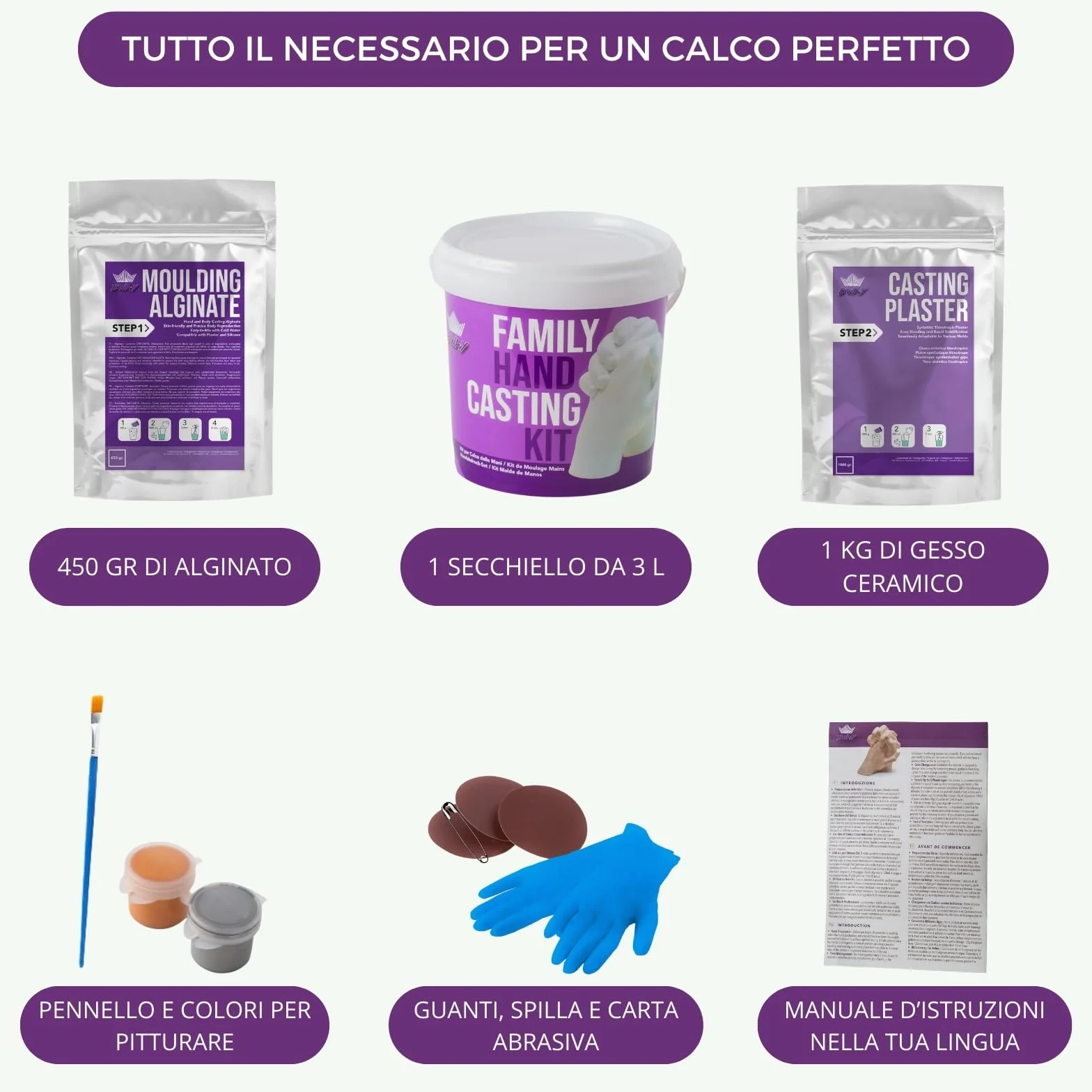 BWAY Calco Mani Coppia Gesso Stampi Alginato Regali Natale Originali Coppie Fidanzati Famiglie San Valentino Anniversari