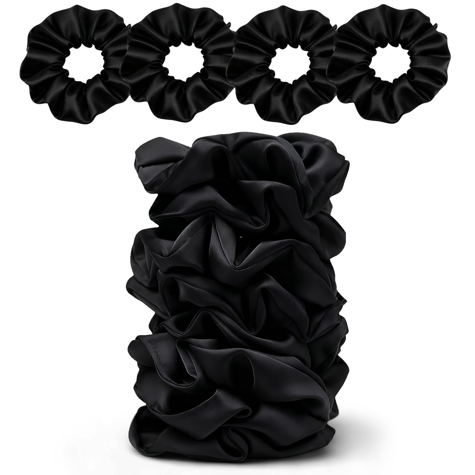 Premium Black Satin Hair Scrunchies