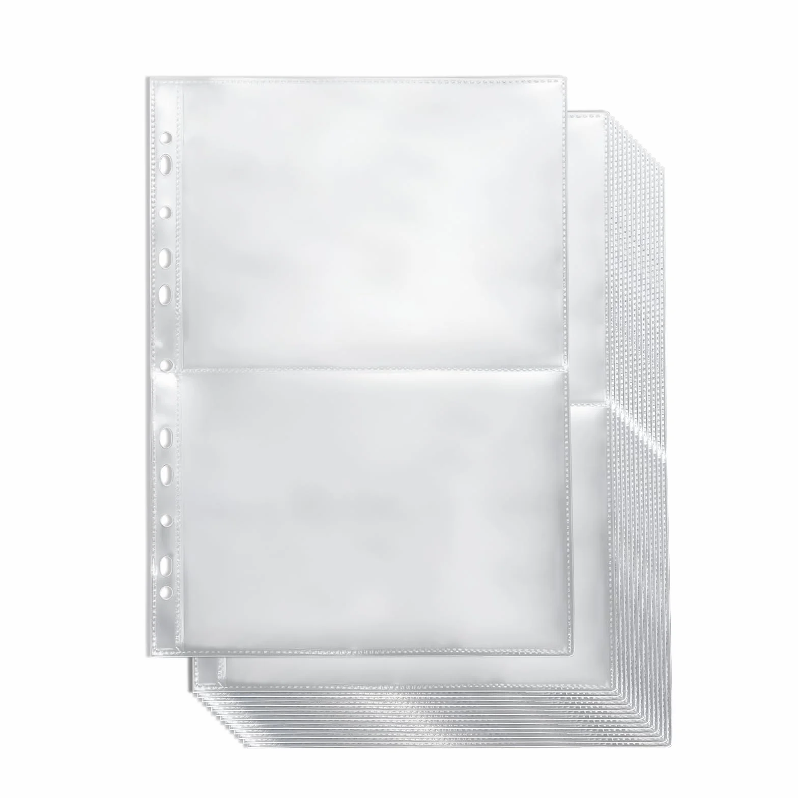 50 custodie protettive per foto in formato A4, con 200 scomparti, trasparenti per foto, per raccoglitori a 2/3/4, con 2 scomparti per album fotografici, cartoline (219 x 152 mm)