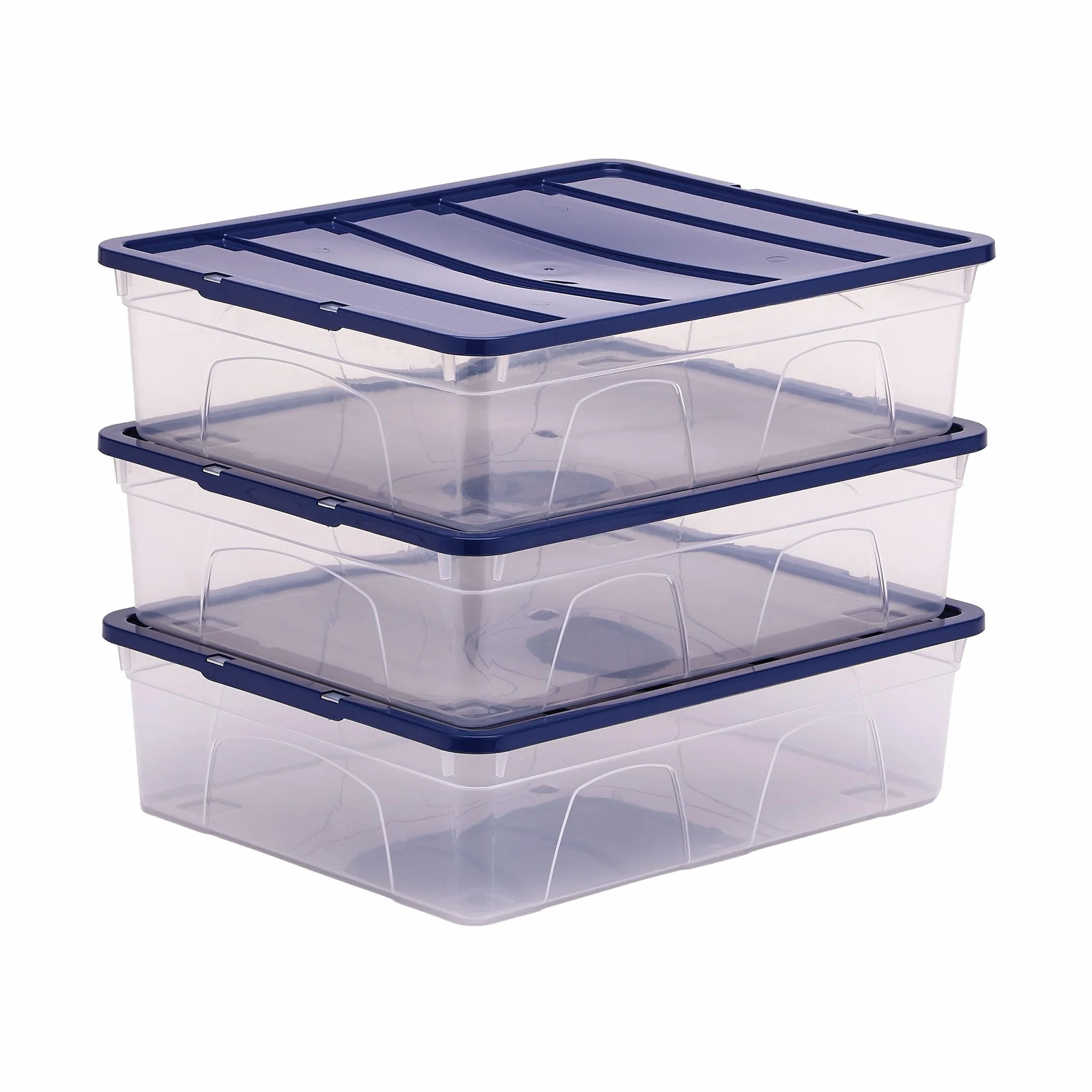 Bankers Box scatole in plastica 12L confezione da 3 impilabili coperchio anti polvere 11x32x40cm