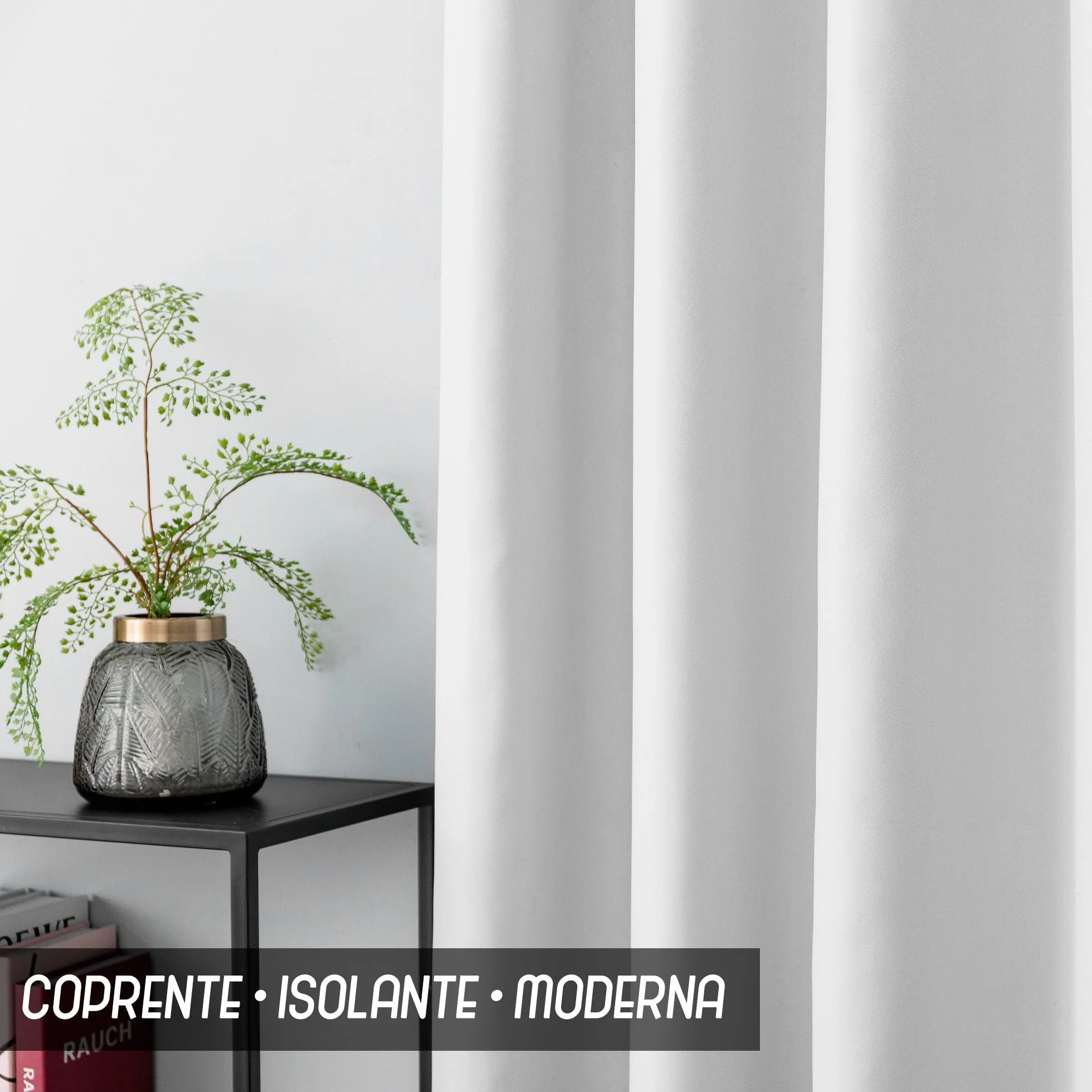 GIRASOLE HOME Coppia Tende Fiji Bianche Semi Oscuranti Termiche Morbide Tinta Unita 2 Pannelli da 55x220cm con Tasca, Bianco