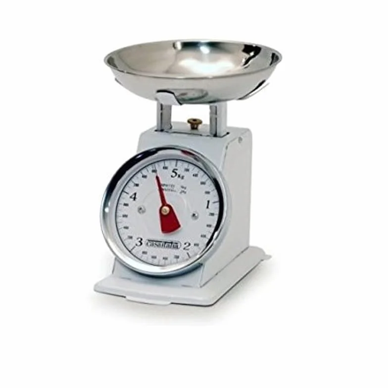 Bilancia da Cucina Meccanica Analogica 5 kg Retro in Metallo con Piatto in Acciaio