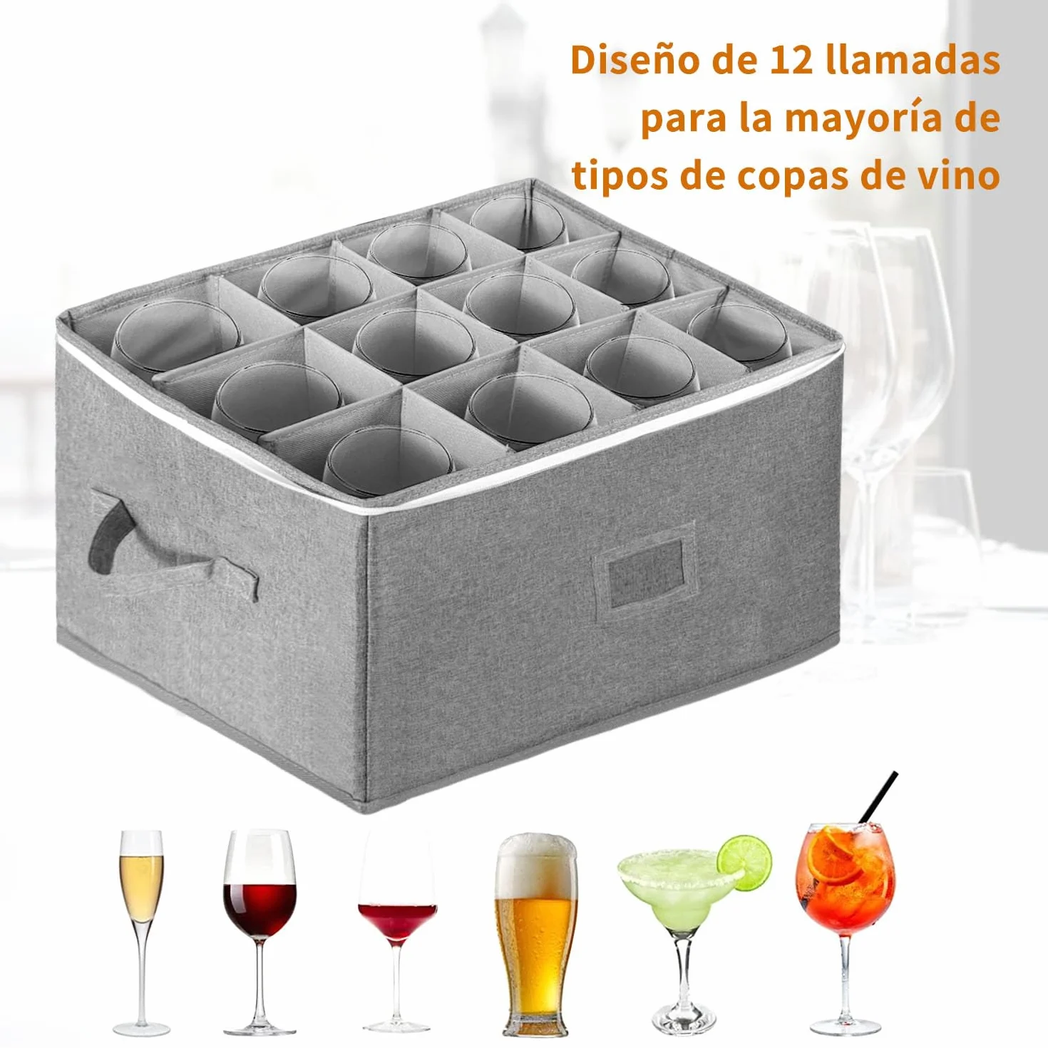 Boczif Wine Glass Storage Boxes, Stemware Storage Chest Boxes with Dividers, Glassware Storage Containers Holds White Wine Glasses, Champagne Flutes, Crystal, Drinkware