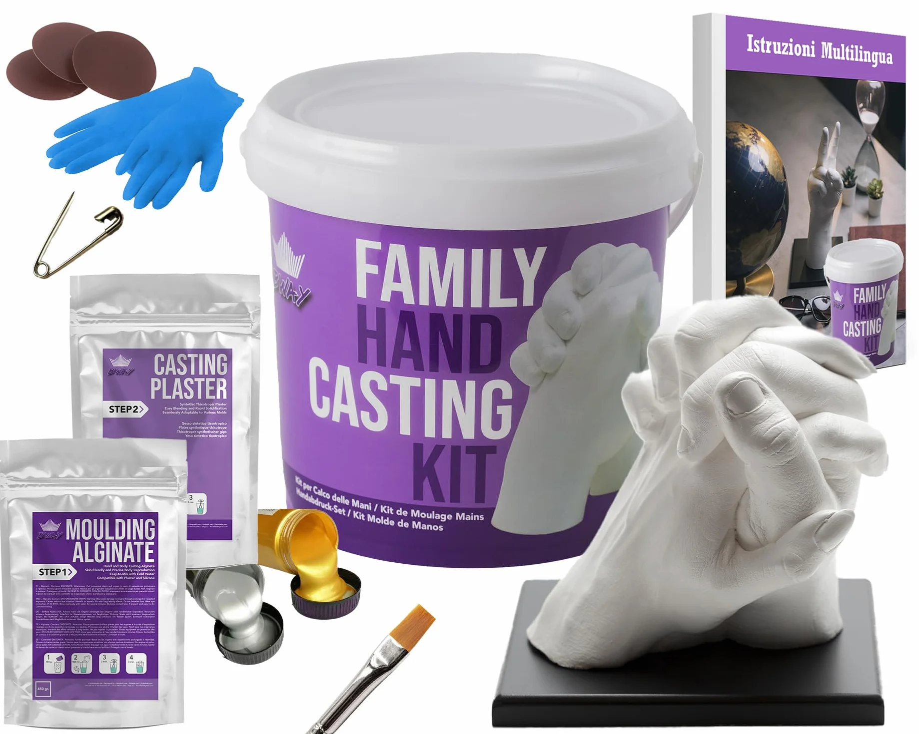 BWAY Calco Mani Coppia Gesso Stampi Alginato Regali Natale Originali Coppie Fidanzati Famiglie San Valentino Anniversari