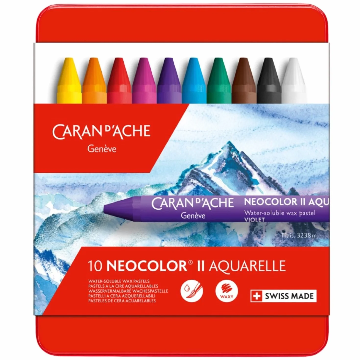 Caran d'Ache 7500.31 Creative Art Materials NeoColor II - Set di pastelli in cera solubile in acqua, multicolore