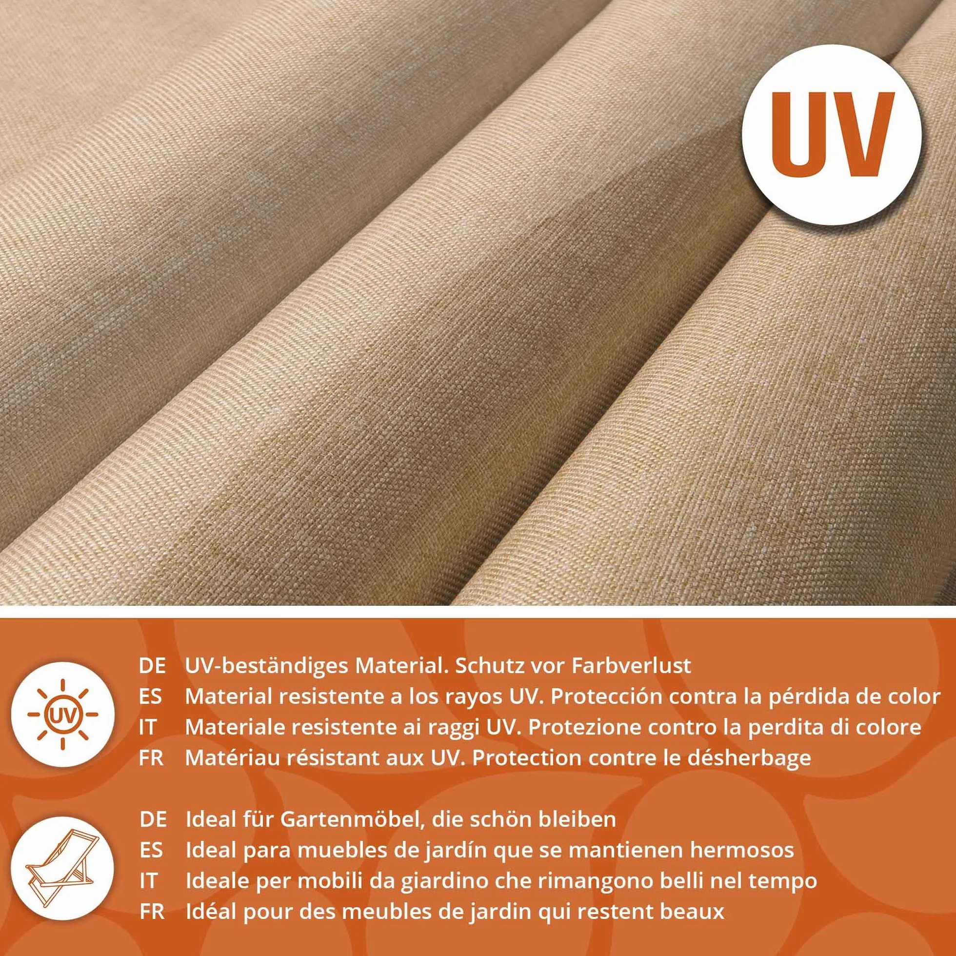DreamRoots Tessuto Impermeabile al metro 160 cm, 220 g/m² 600D, Stoffa a Metro per Cuscini Esterni Desert sand 2M