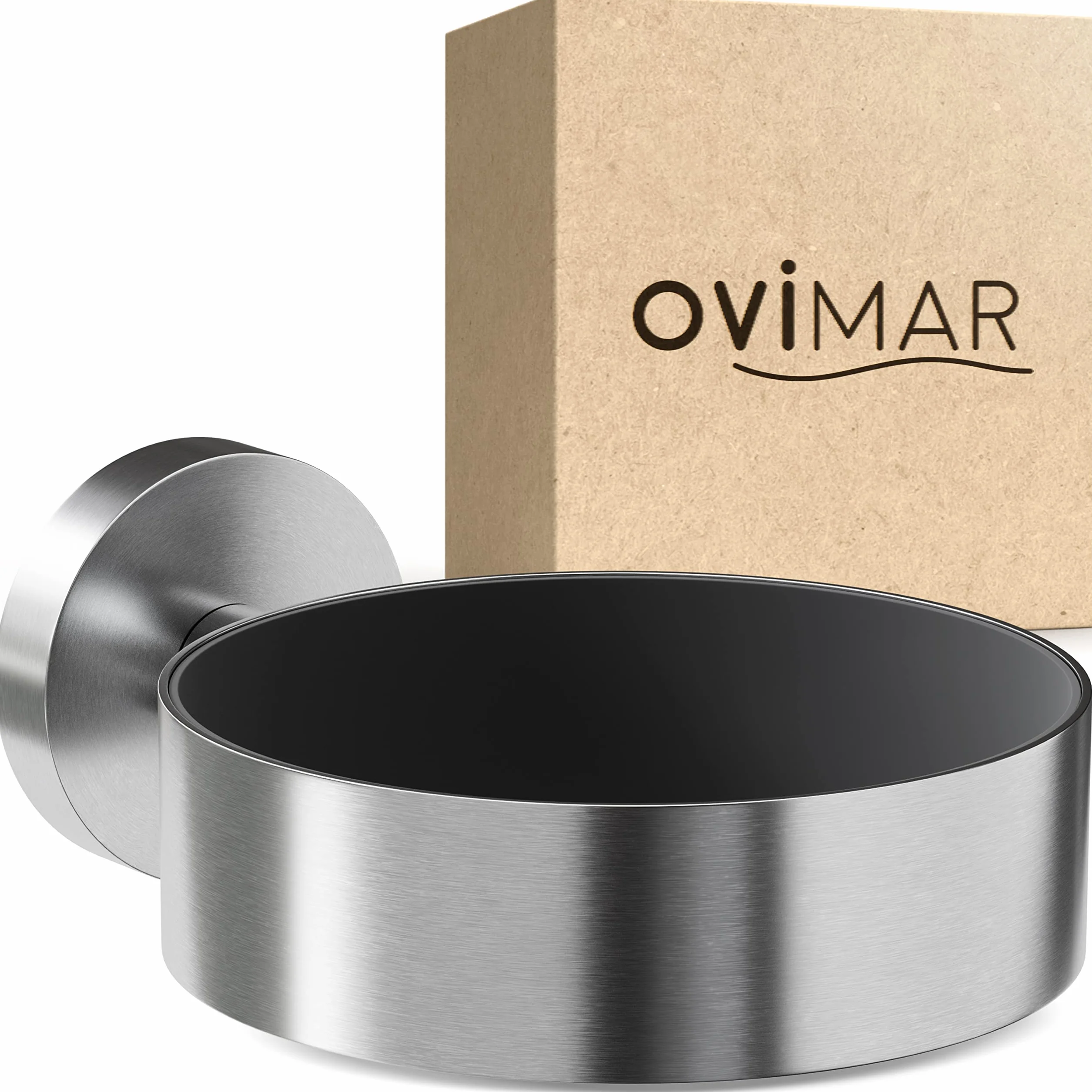 ovimar Porta asciugacapelli Ronne | Acciaio Inox | Argento | con Fissaggio a Parete per Foratura | con Imbottitura per asciugacapelli | per Foratura | Porta asciugacapelli in Bagno
