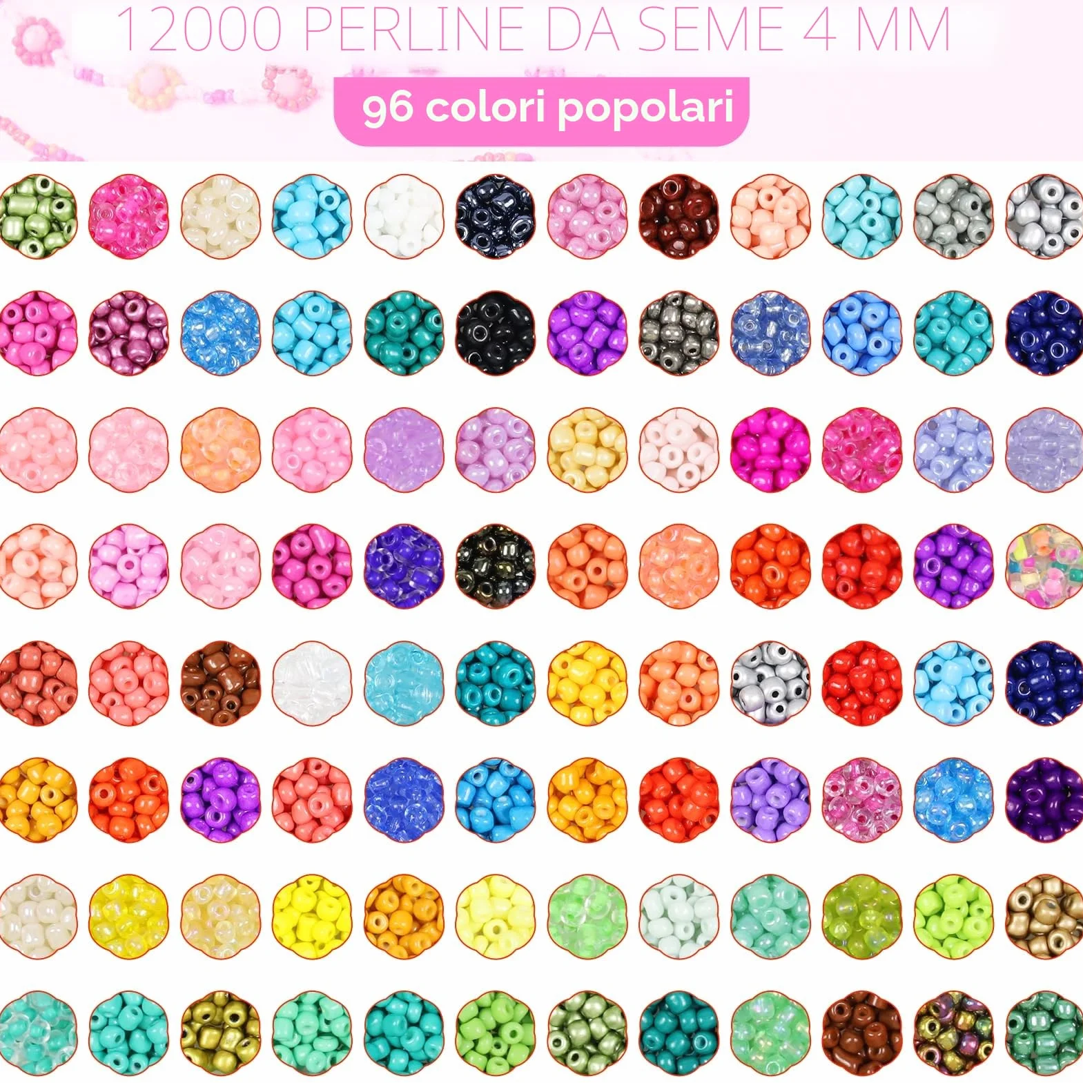 12000pcs 4mm Perline per Braccialetti, 96 Farben Kit Braccialetti con Lettere Perline, occhi malvagi，perline per bigiotteria fai da te, usato per DIY braccialetti, collane, cavigliere, ecc