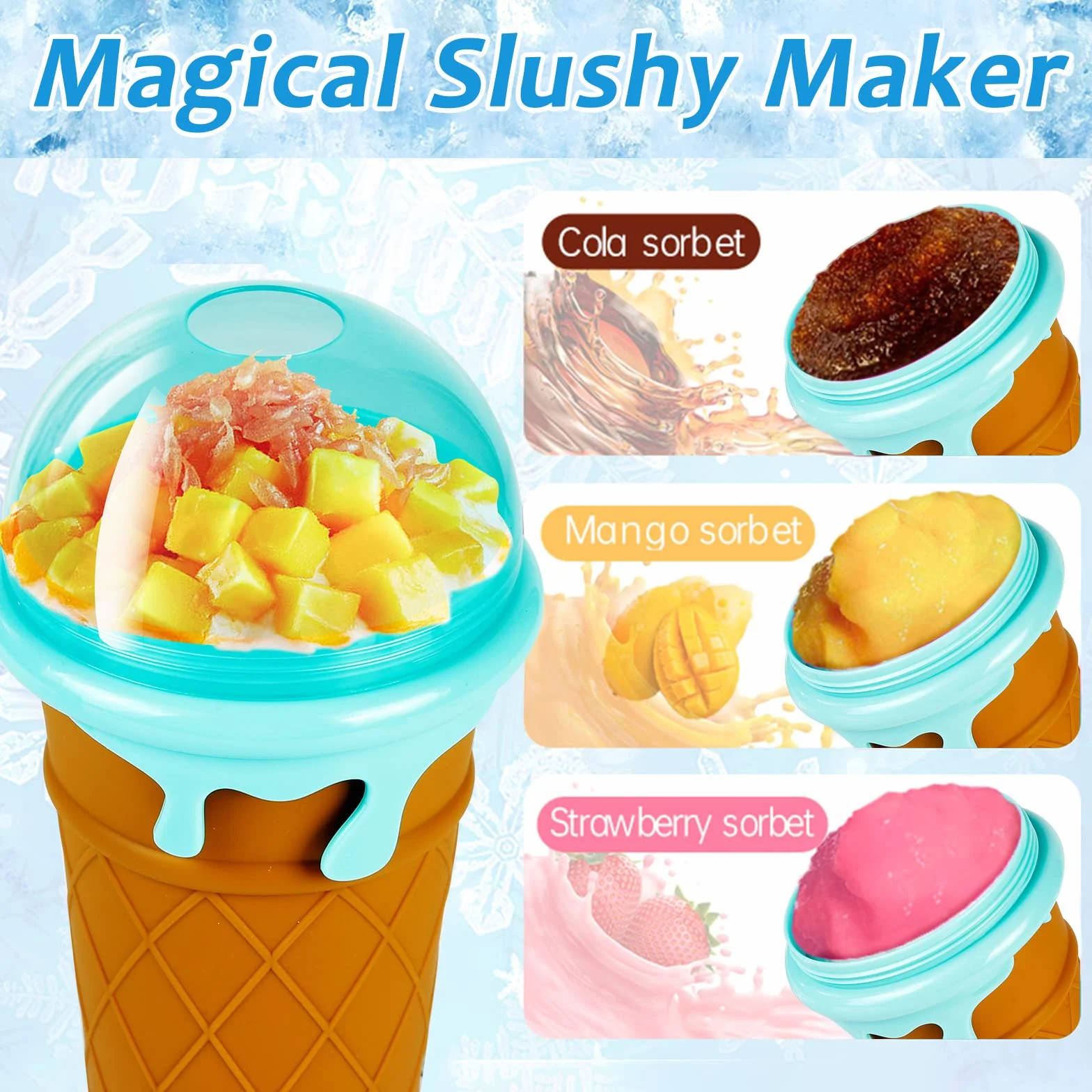 Slushy Maker Cup 500ml Silicone DIY Homemade Ice Cream Shake