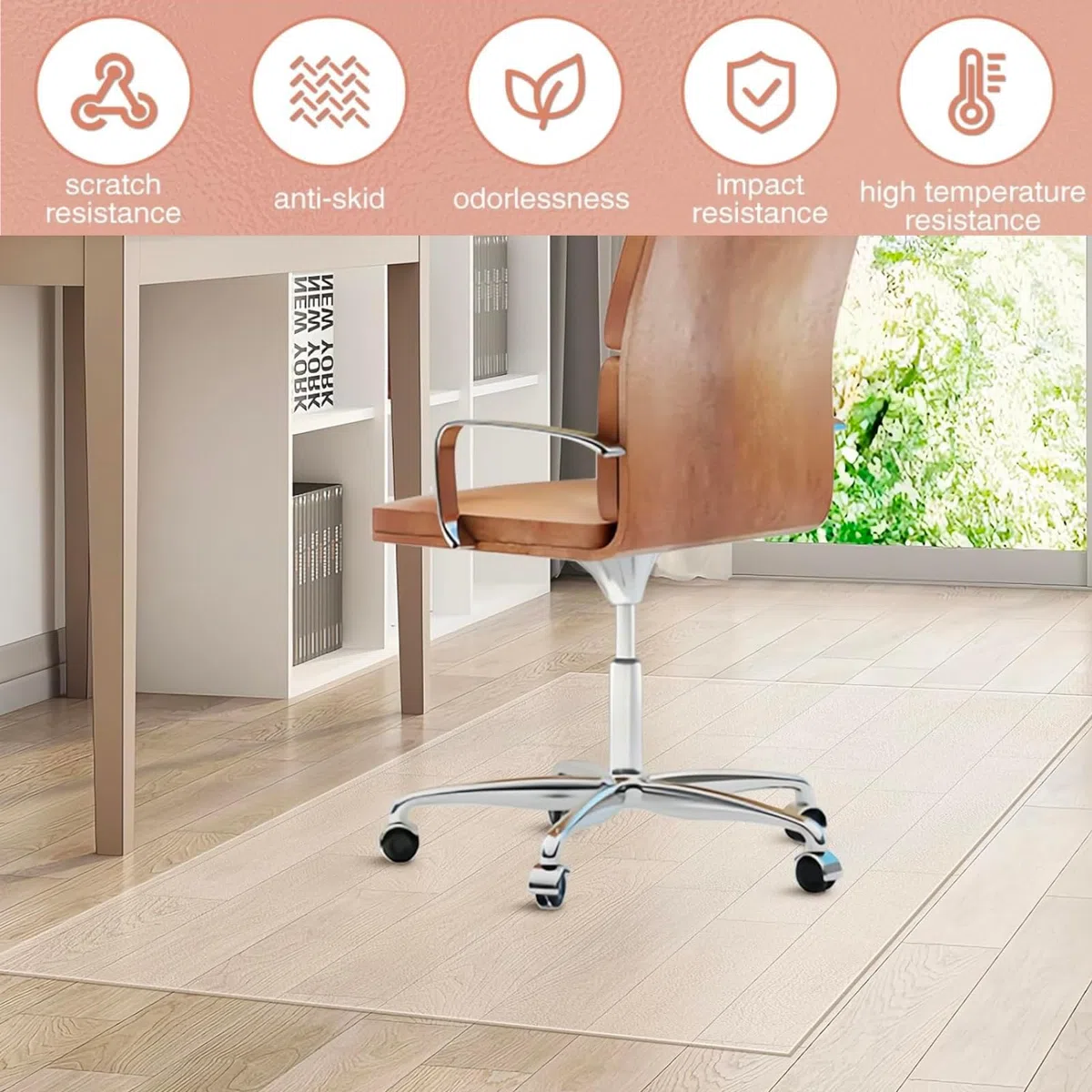 Artwelt Tappetino trasparente per Sedia Office Tappeto 1.5mm Tappetino Protettivo per Pavimento per Casa e Ufficio Antiscivolo Disponibile in Dimensioni Personalizzate (100cm X 90cm)