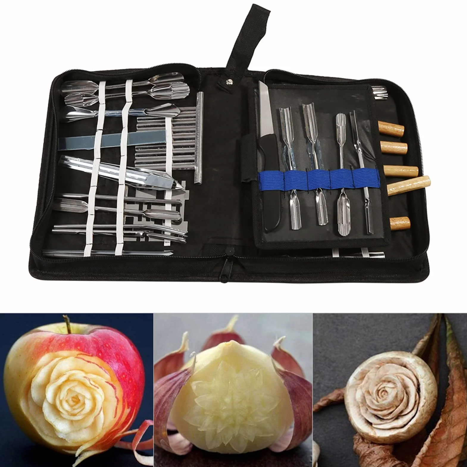 Set 46Pcs Carving Tools Kit Portatile Frutta Verdura Cibo Scalpello Prodotti da Taglio Cucina Coltello da Cucina Intaglio