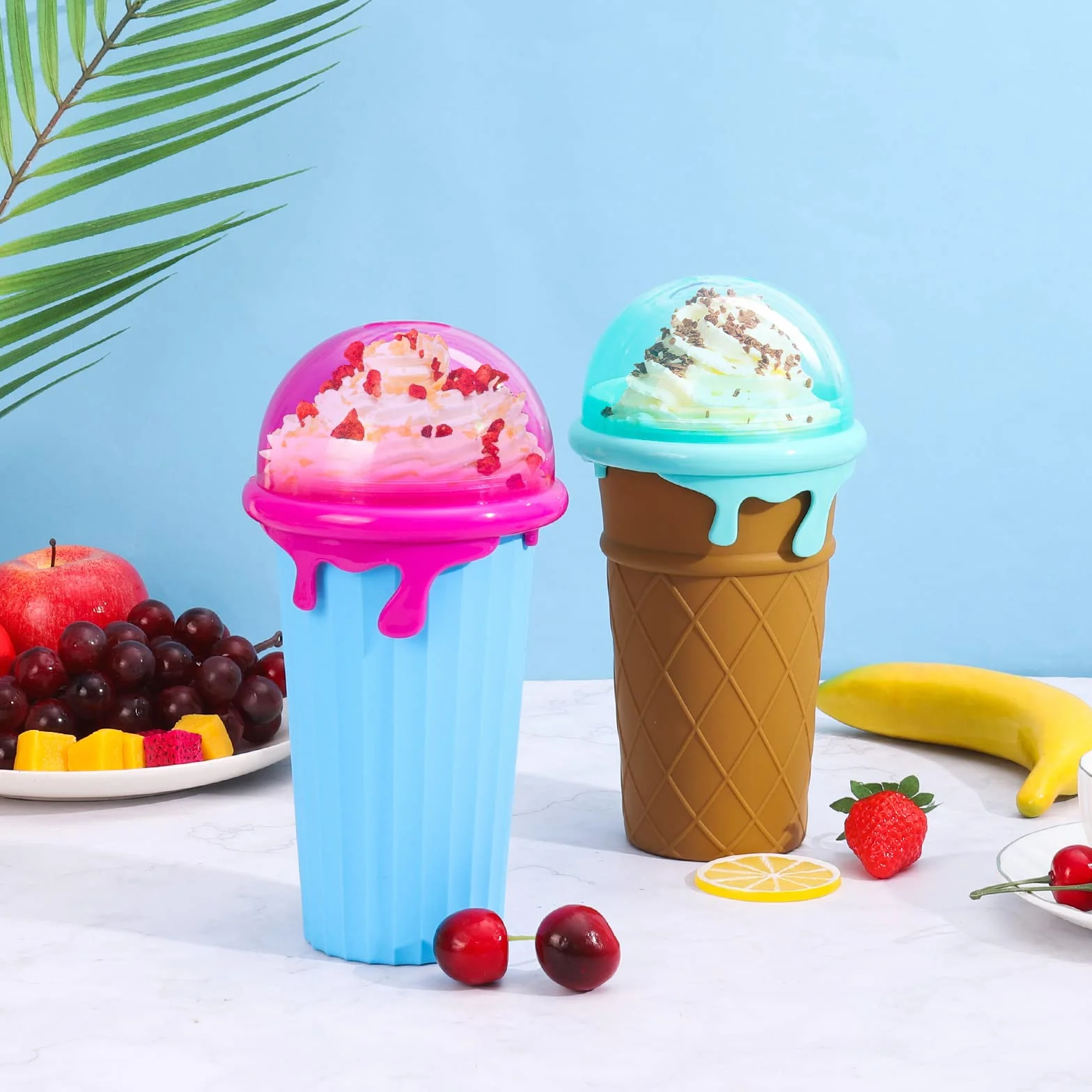 Slushy Maker Cup 500ml Silicone DIY Homemade Ice Cream Shake