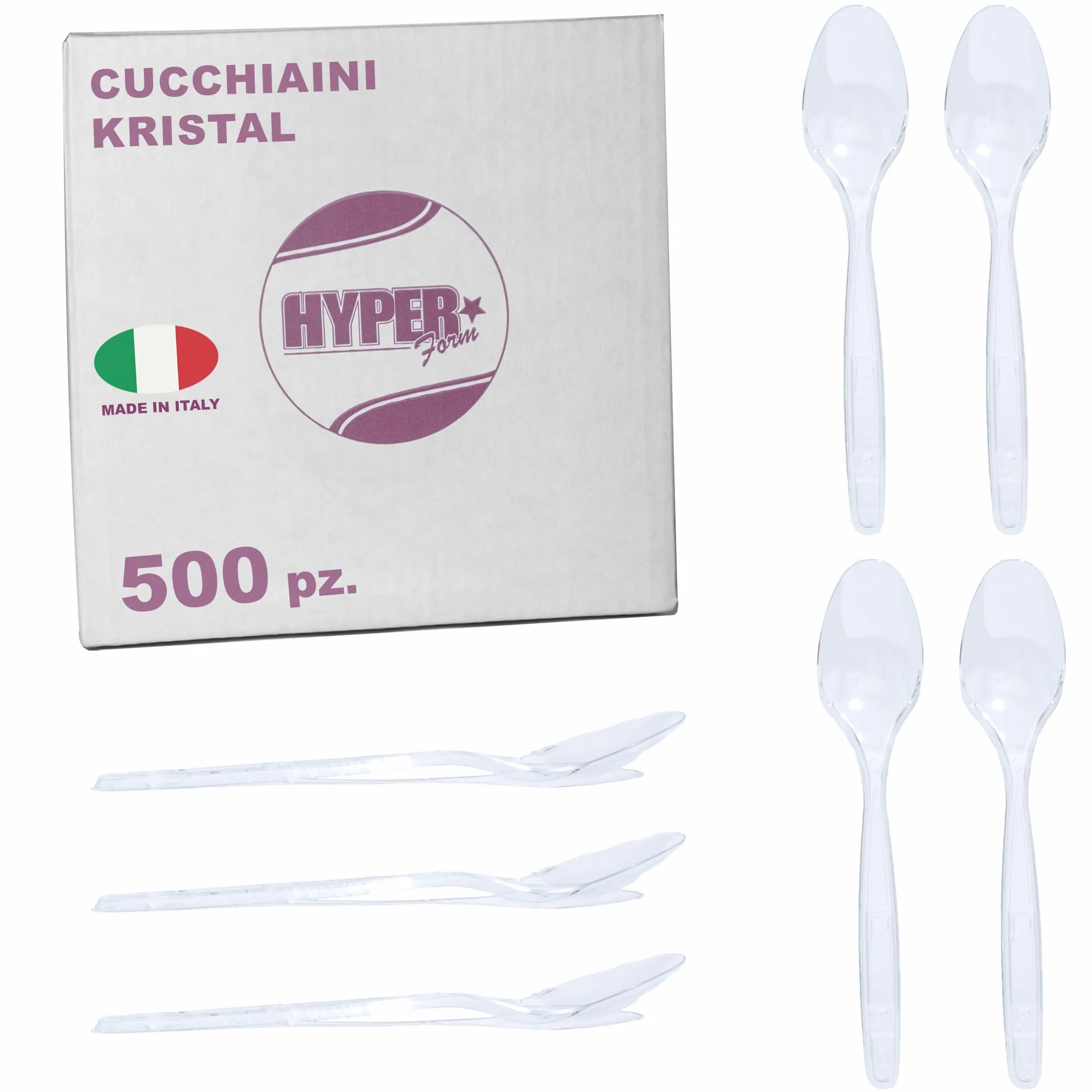 Cucchiaini in Plastica Riutilizzabile Trasparente 500 Pezzi per Aperitivo e Dessert
