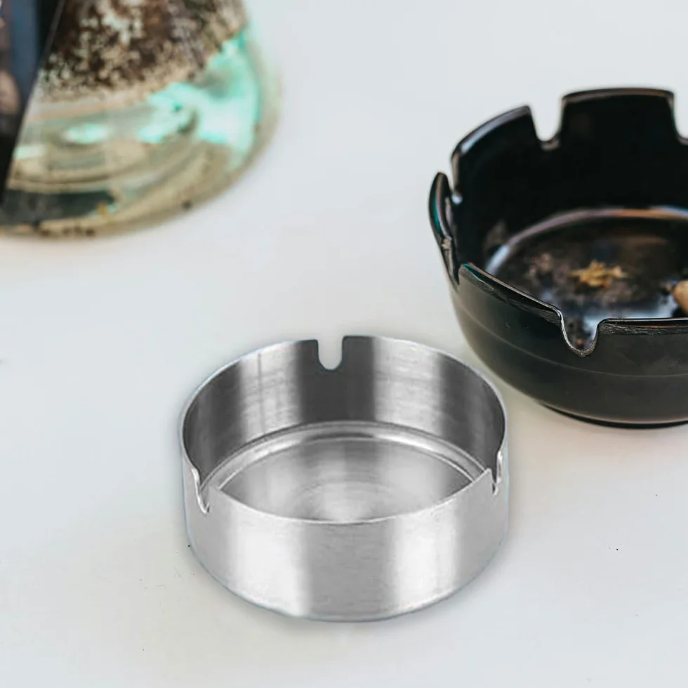 Posacenere acciaio inox rotondo 8 cm set da 12