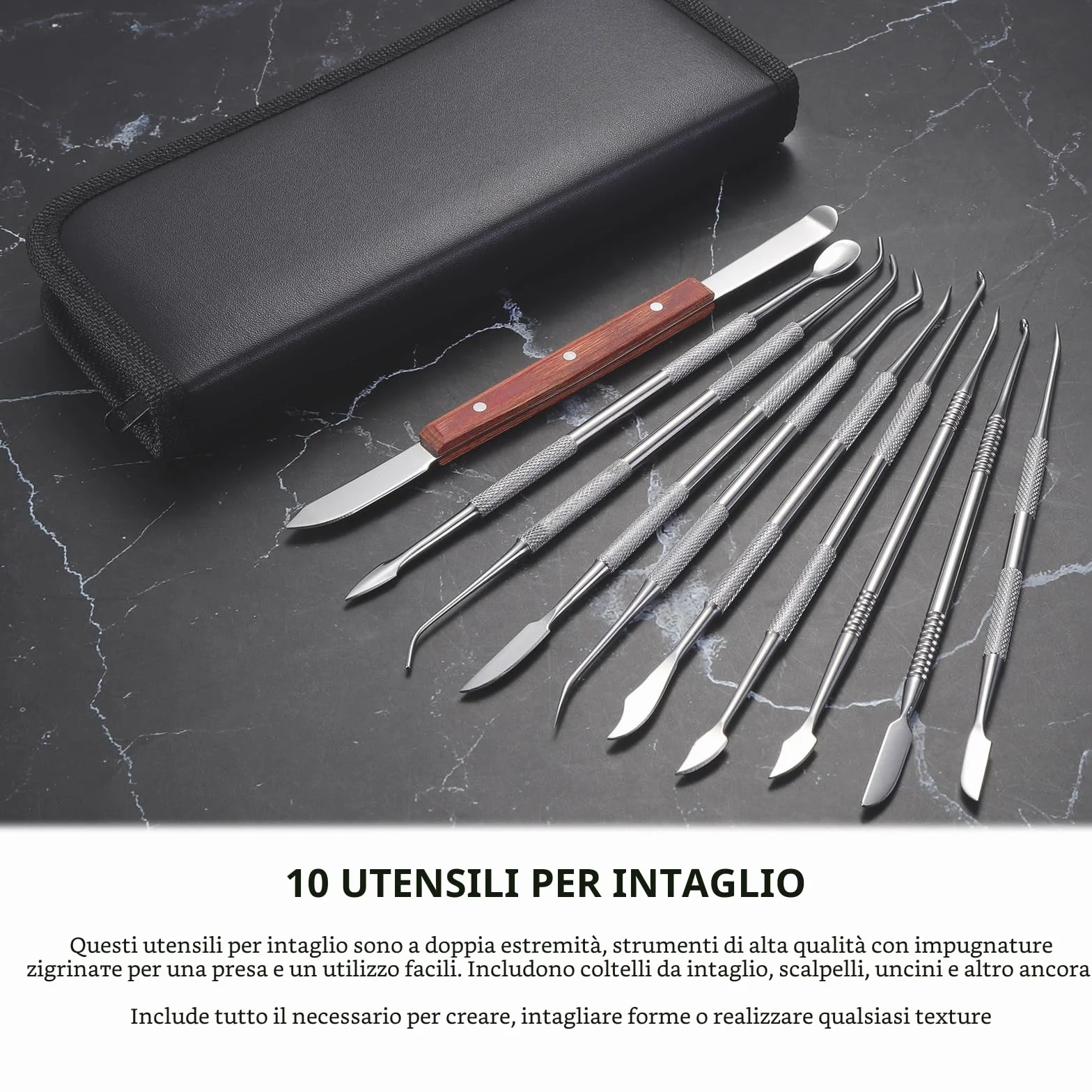 Coolty Strumenti per intagliare la Cera in Acciaio Inox 10pcs a Doppia estremità