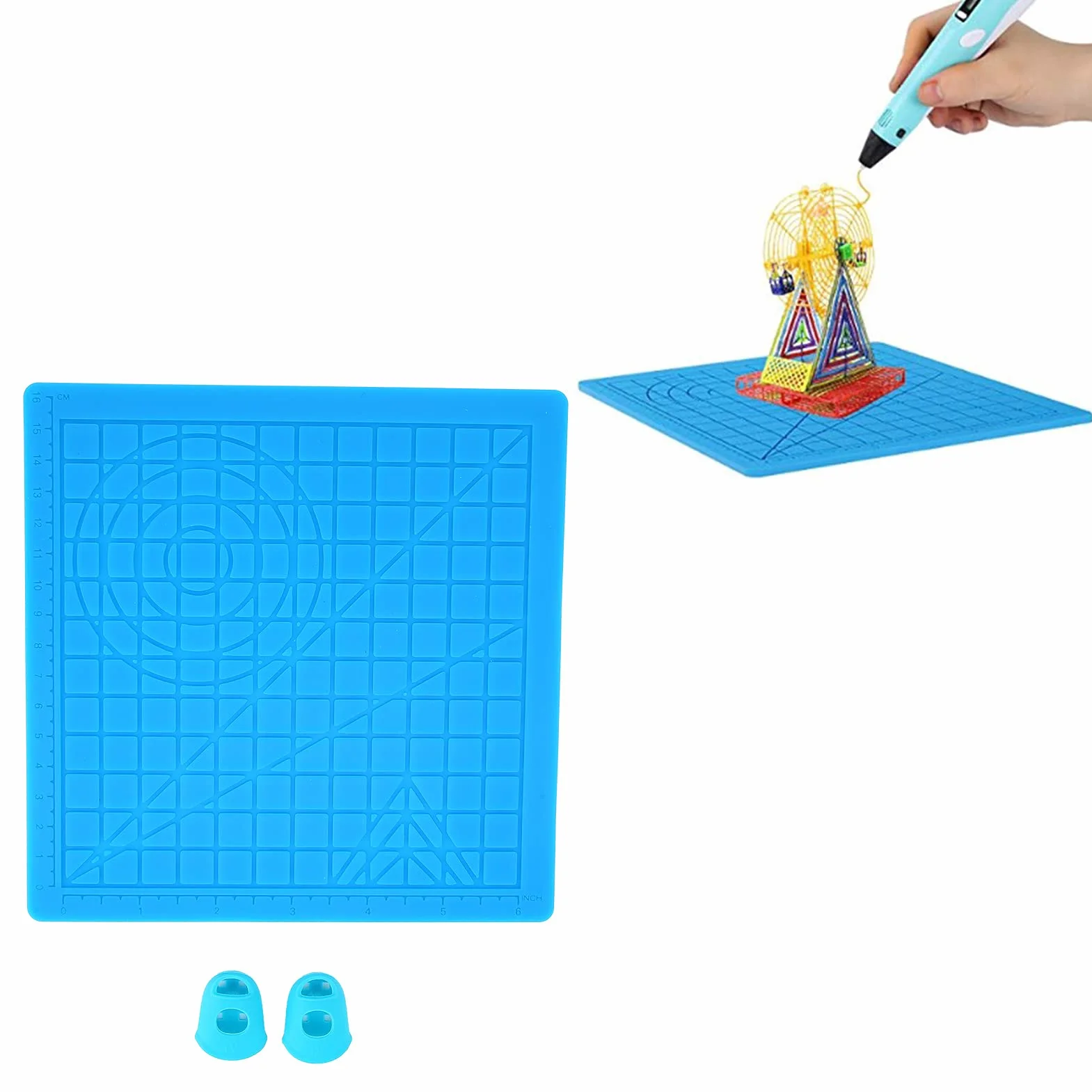 Tappetino in Silicone per Stampa 3D con Tappi per le Dita, Design 3D Flessibile
