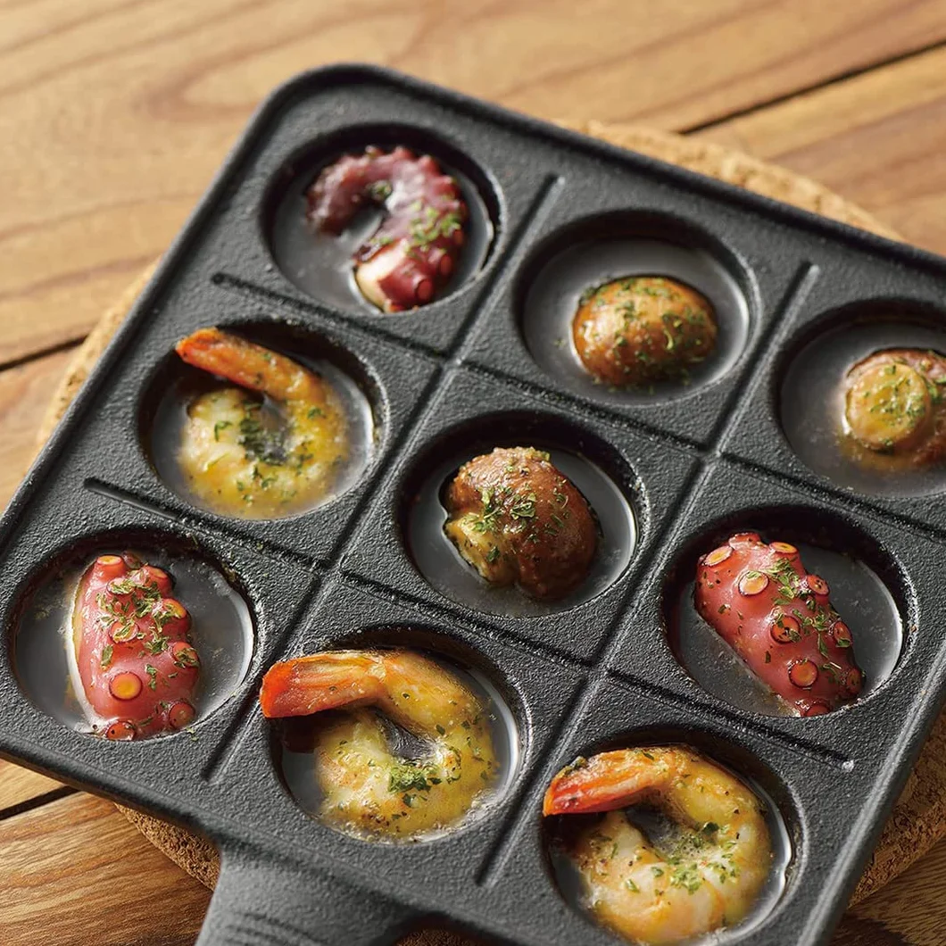 TIKUSAN Takoyaki Pan in Ghisa Piastra Giapponese per Gas 9 Stampi