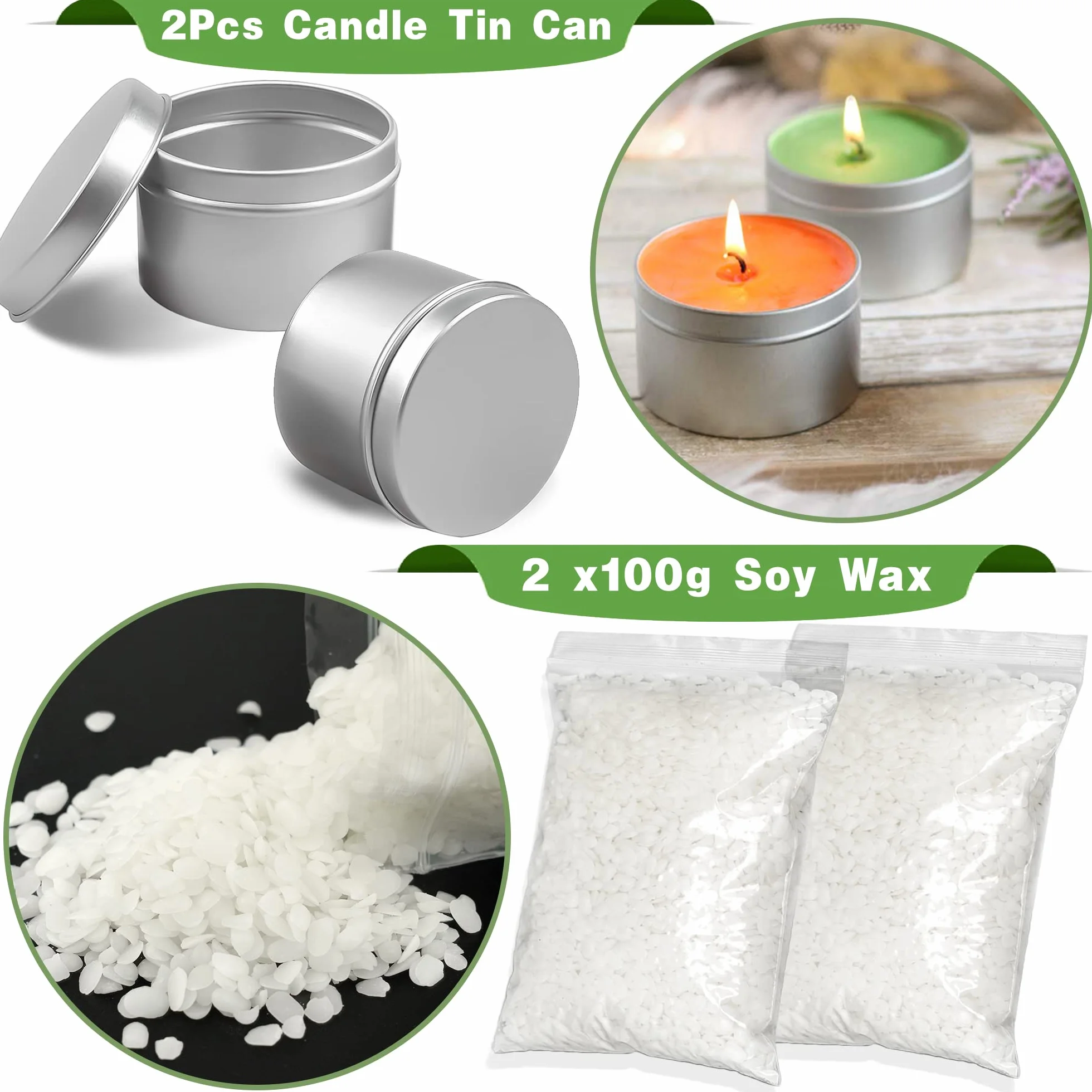 Kit Candele Fai Da Te, Kit per Fare Candele per Adulti Principianti con Cera Soia, Stoppini e Adesivi