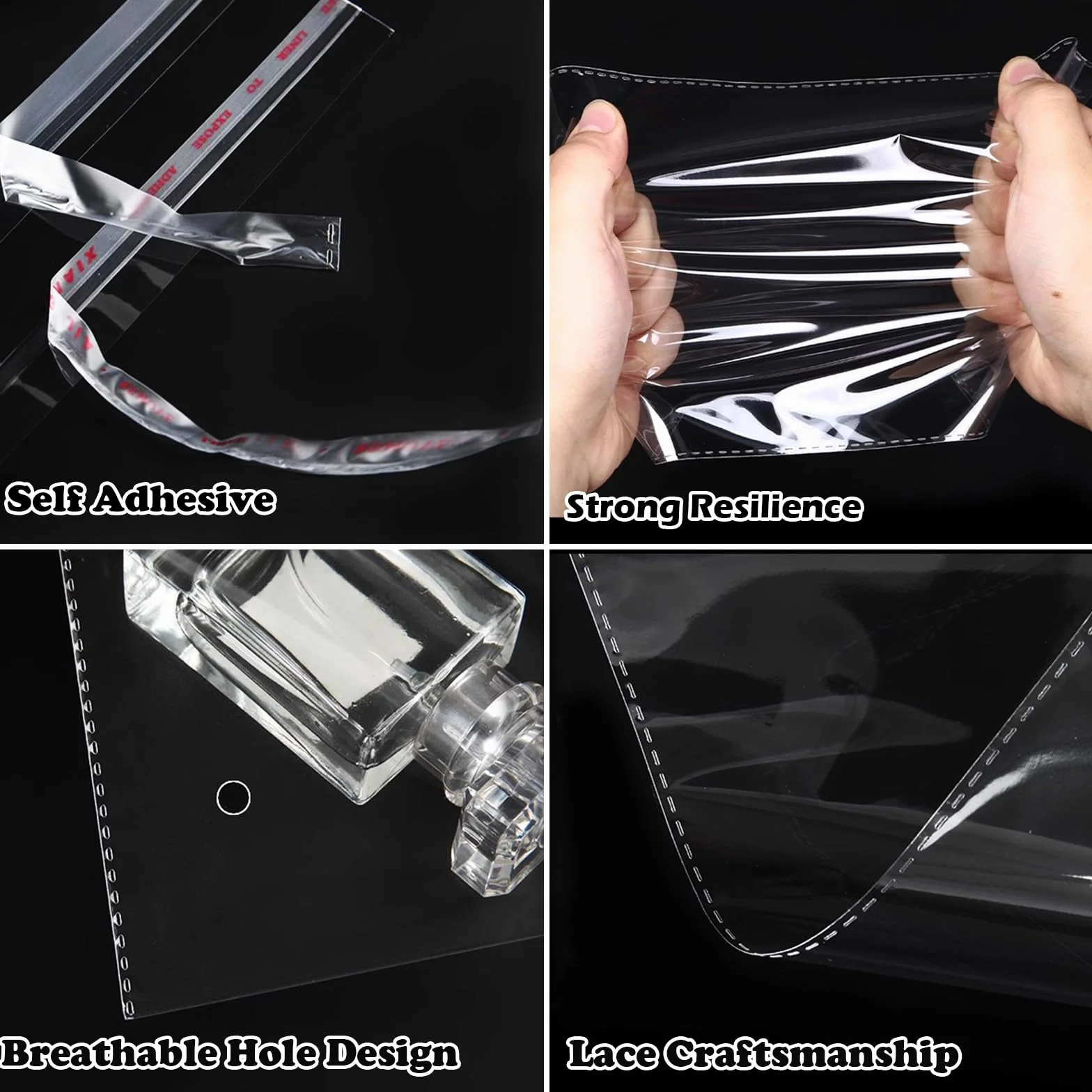 400 Pezzi Sacchetti di Cellophane Trasparente Sacchetti Plastica Autoadesivi OPP Plastica Alimenti Sacchetto per Decorare Caramelle Biscotto Natale (18 * 36cm)