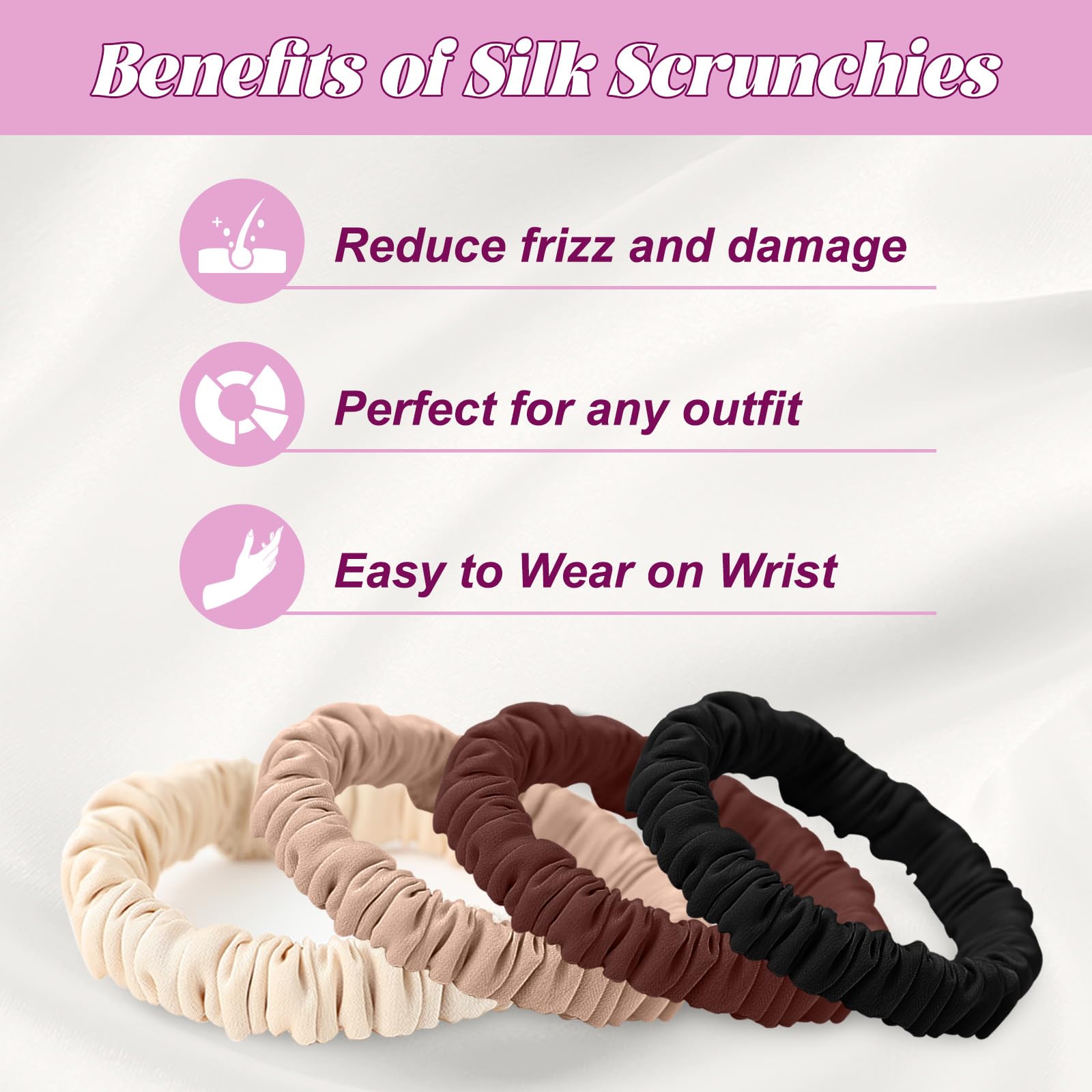 Mulberry Silk Skinny Scrunchies