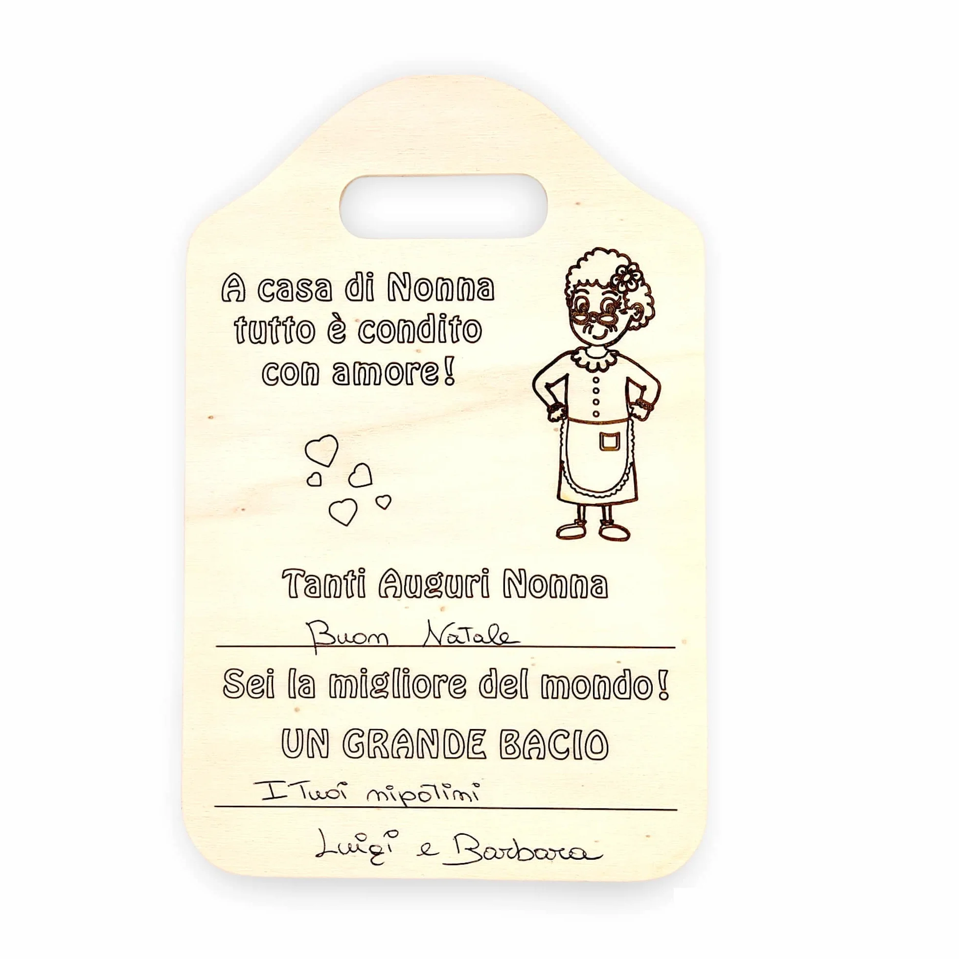 NM Idee Regalo nonna compleanno Idee regali per la nonna o mamma anziana Tagliere Targa Targhetta in legno Personalizzabile per nonna da nipote regali di Natale o Festa dei nonni