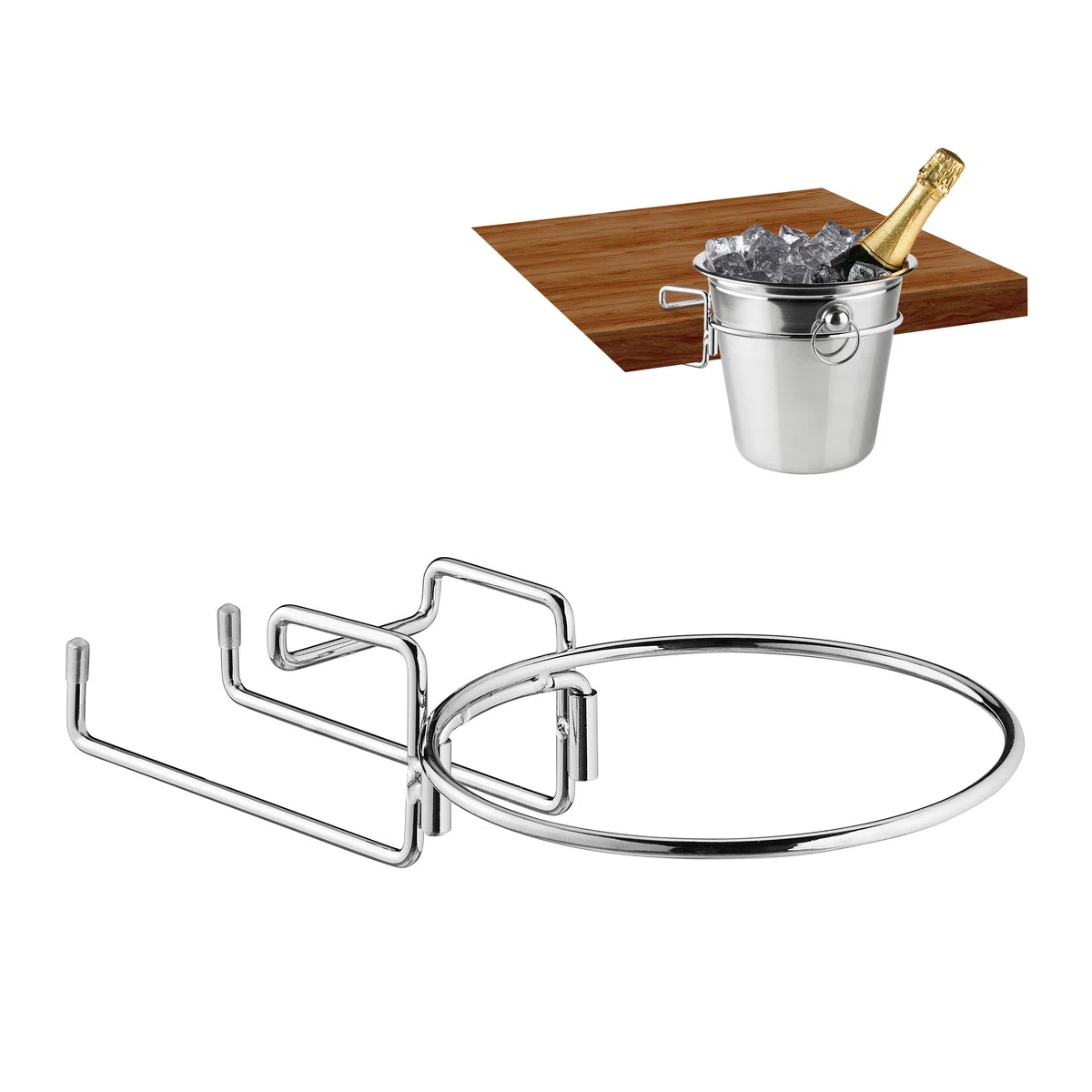 Relaxdays Champagne Cooler, portabottiglie per vino freddo da tavolo, Ø 18 m, poco ingombrante, per spumante, in ferro, argento