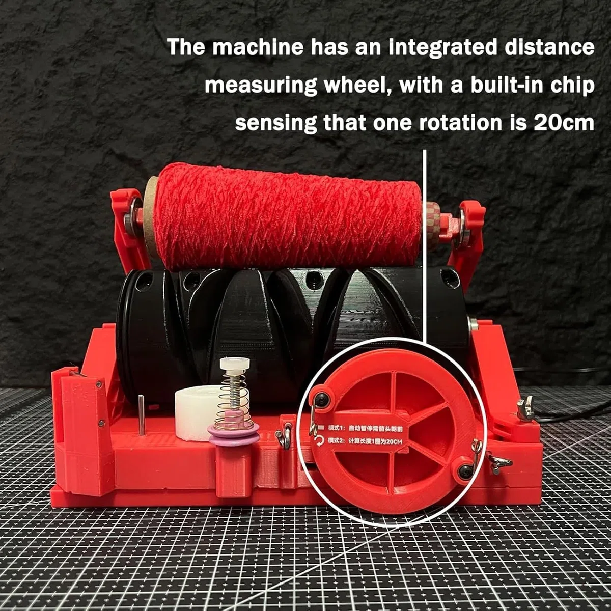 Filatore elettrico per filati, avvolgitore automatico, capacità massima di misurazione 20.000 m, con display digitale, rilevatore di lunghezza integrato, per casa, fai da te, fabbrica, mulino tessile