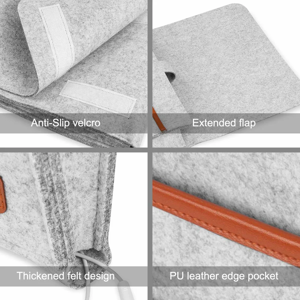 SIMBOOM Organizer per Letto 4 Tasche Portaoggetti Borsa in Feltro Comodino Grigio Chiaro