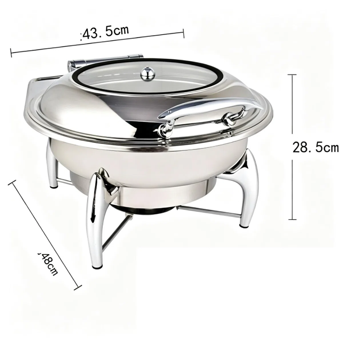 Scaldavivande Rotondi Commerciali for Buffet Cucina a Buffet | Con coperchio in vetro e cerniera ammortizzante – Scaldavivande for feste a buffet(Gold)
