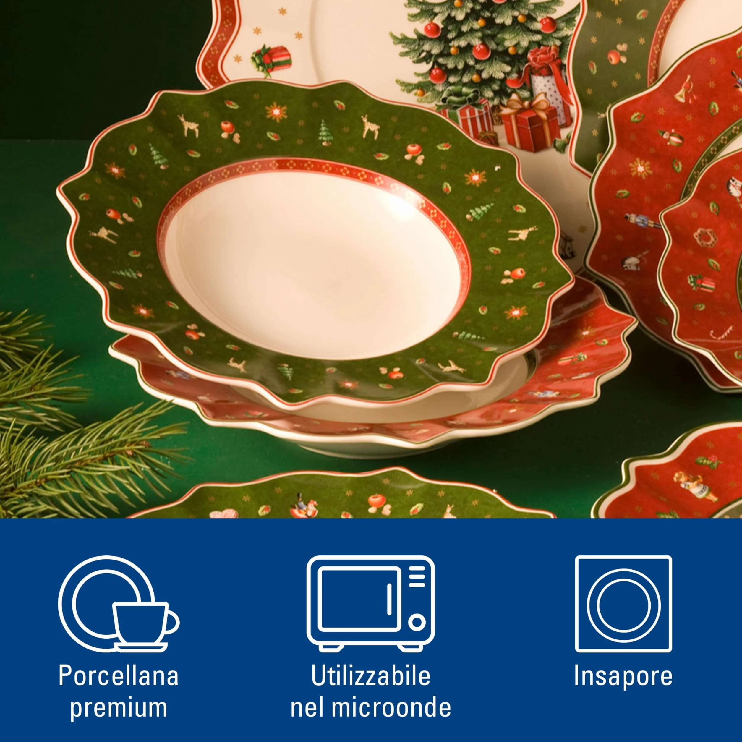Villeroy & Boch Toy's Delight Piatto da Dessert/Colazione Verde e Bianco Ceramica Porcellana Premium