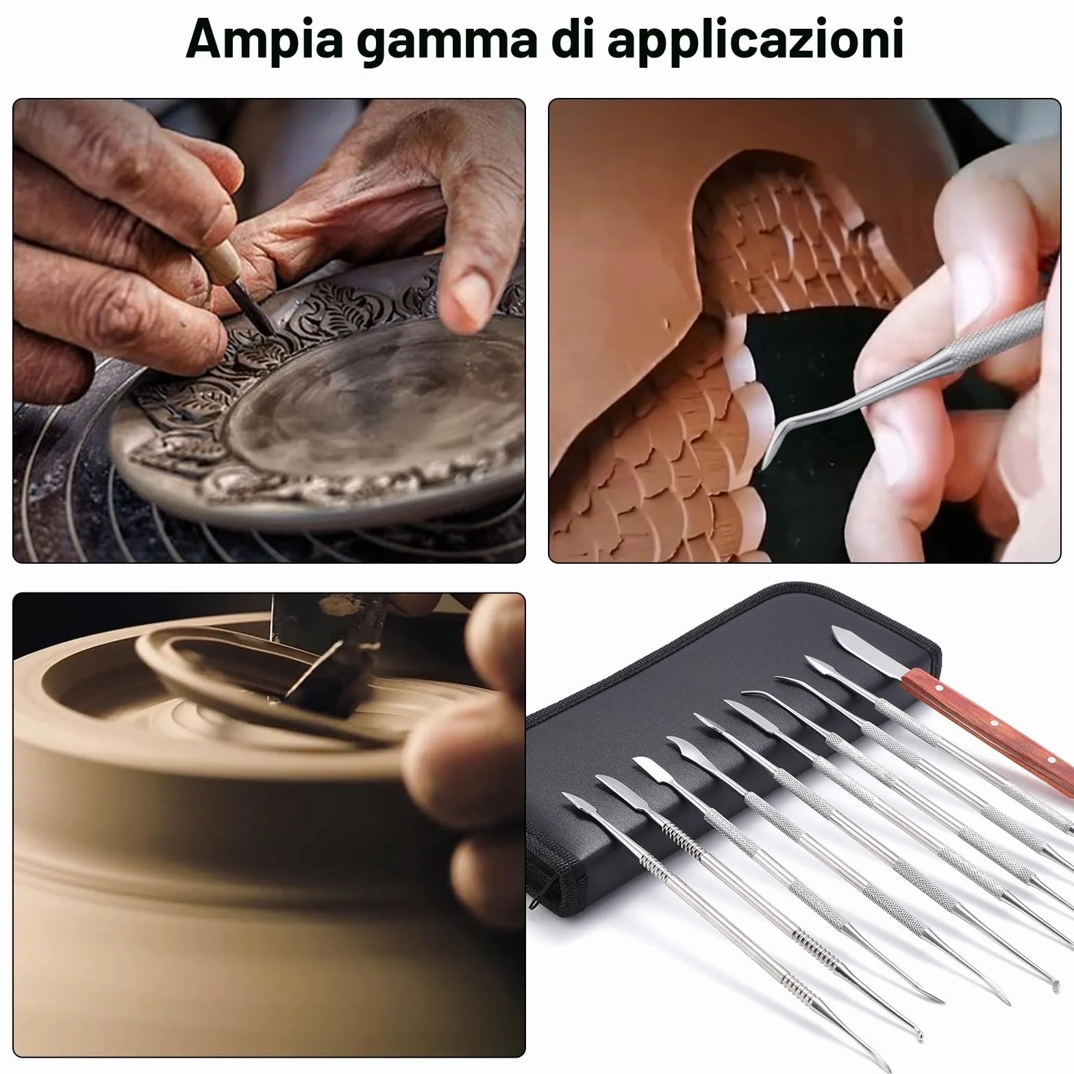 Coolty Strumenti per intagliare la Cera in Acciaio Inox 10pcs a Doppia estremità